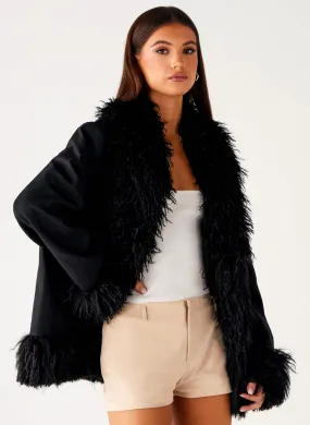 Carmelita Fur Trim Jacket - Black Outdoor Activity