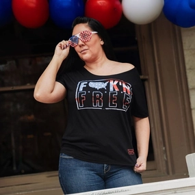 Women's F*ck'n Free Slouchy Fit T-Shirt - Black Simple Comfort