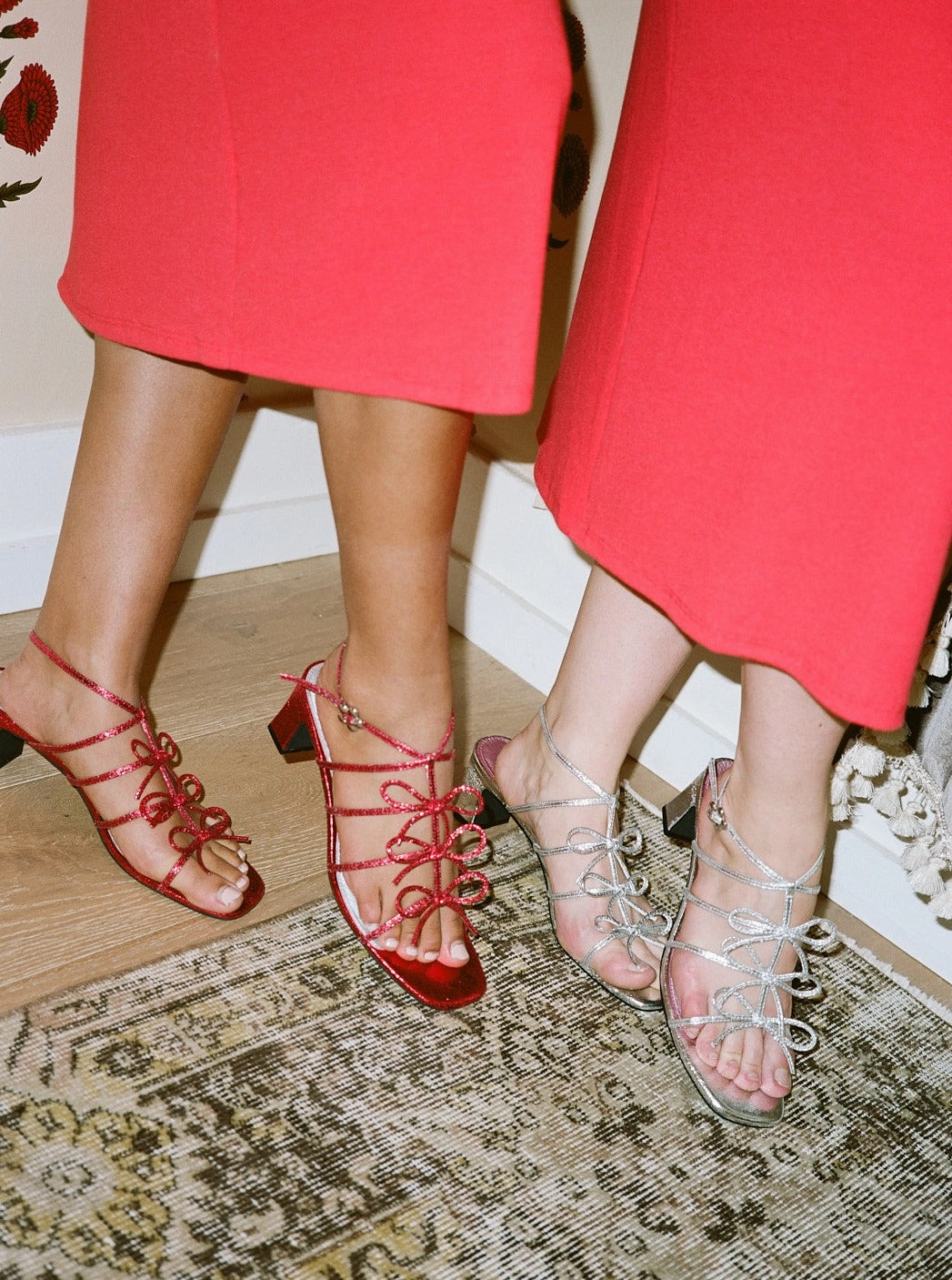 Vintage Style Heels Timeless Footwear Carrie Bow Sandal - Red/Silver