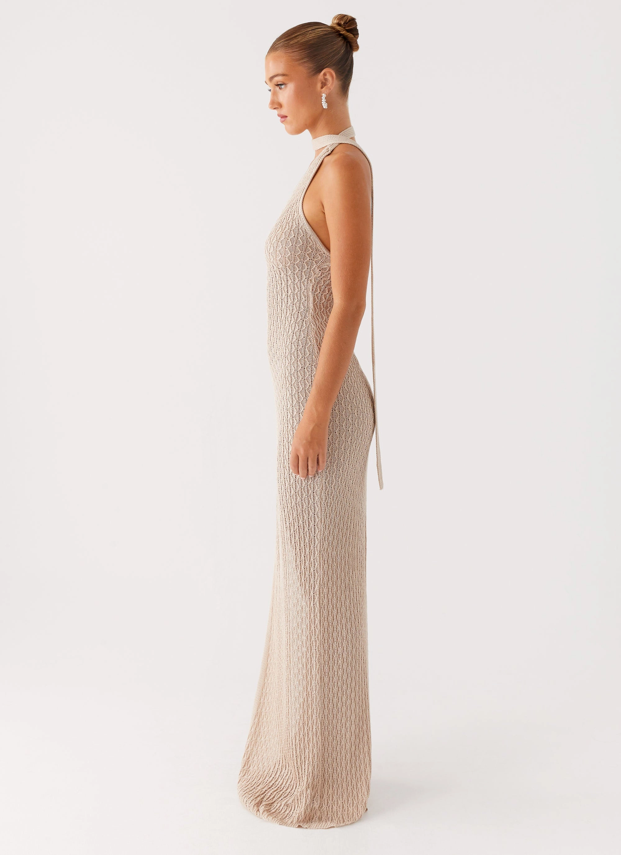 Light Weight Carryn Knit Maxi Dress - Beige