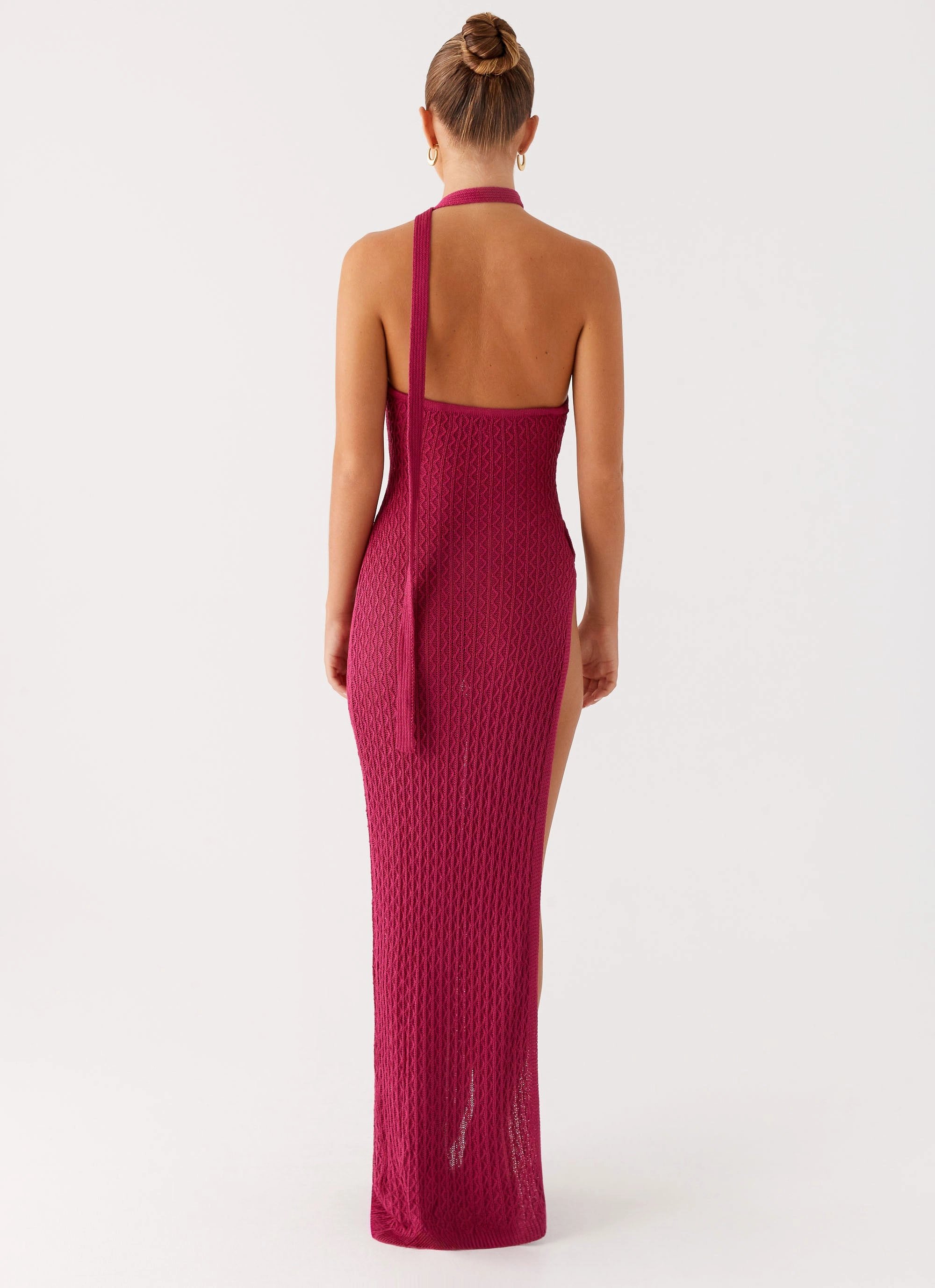 Chic beachwear dress Night Vibes Carryn Knit Maxi Dress - Hot Pink