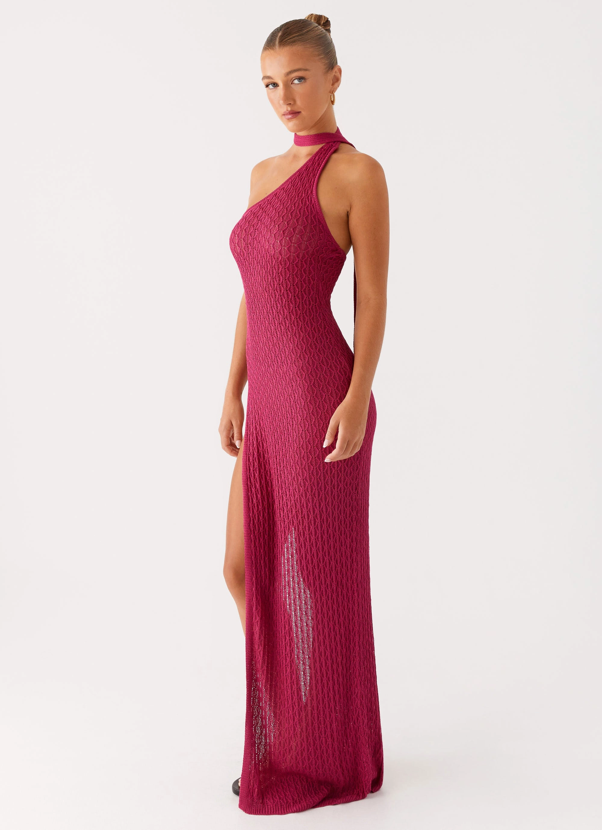 Timeless Fit Look Fashionable Style Carryn Knit Maxi Dress - Hot Pink