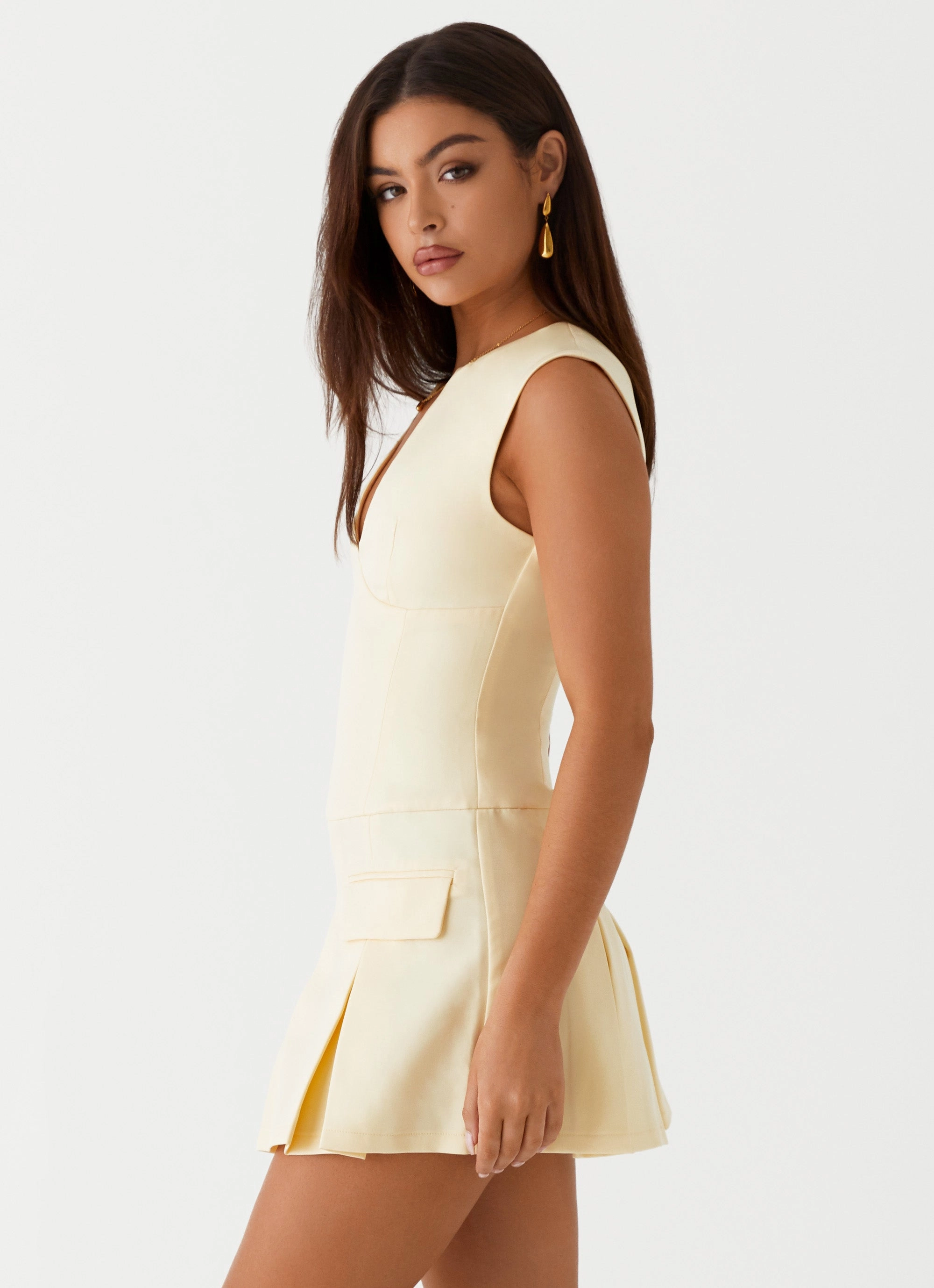 Cassia Mini Dress - Yellow Natural Style Relaxed Layer