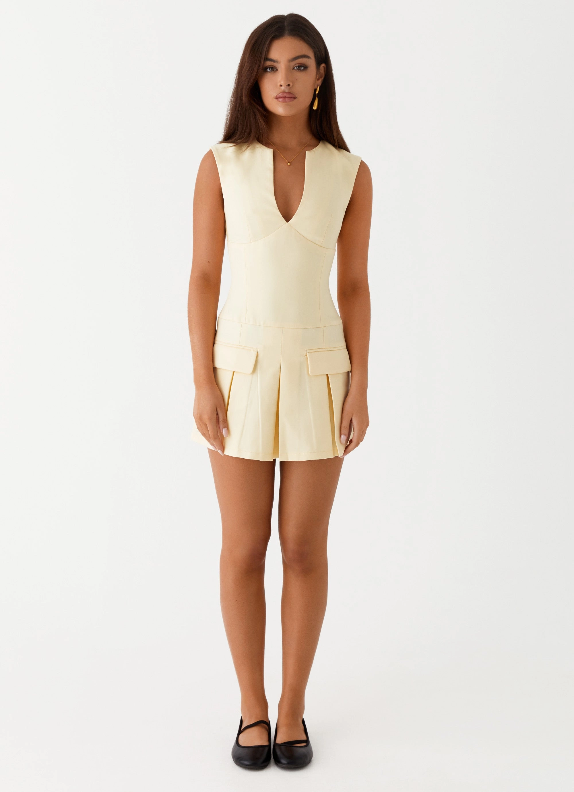 Cassia Mini Dress - Yellow Cozy Energy