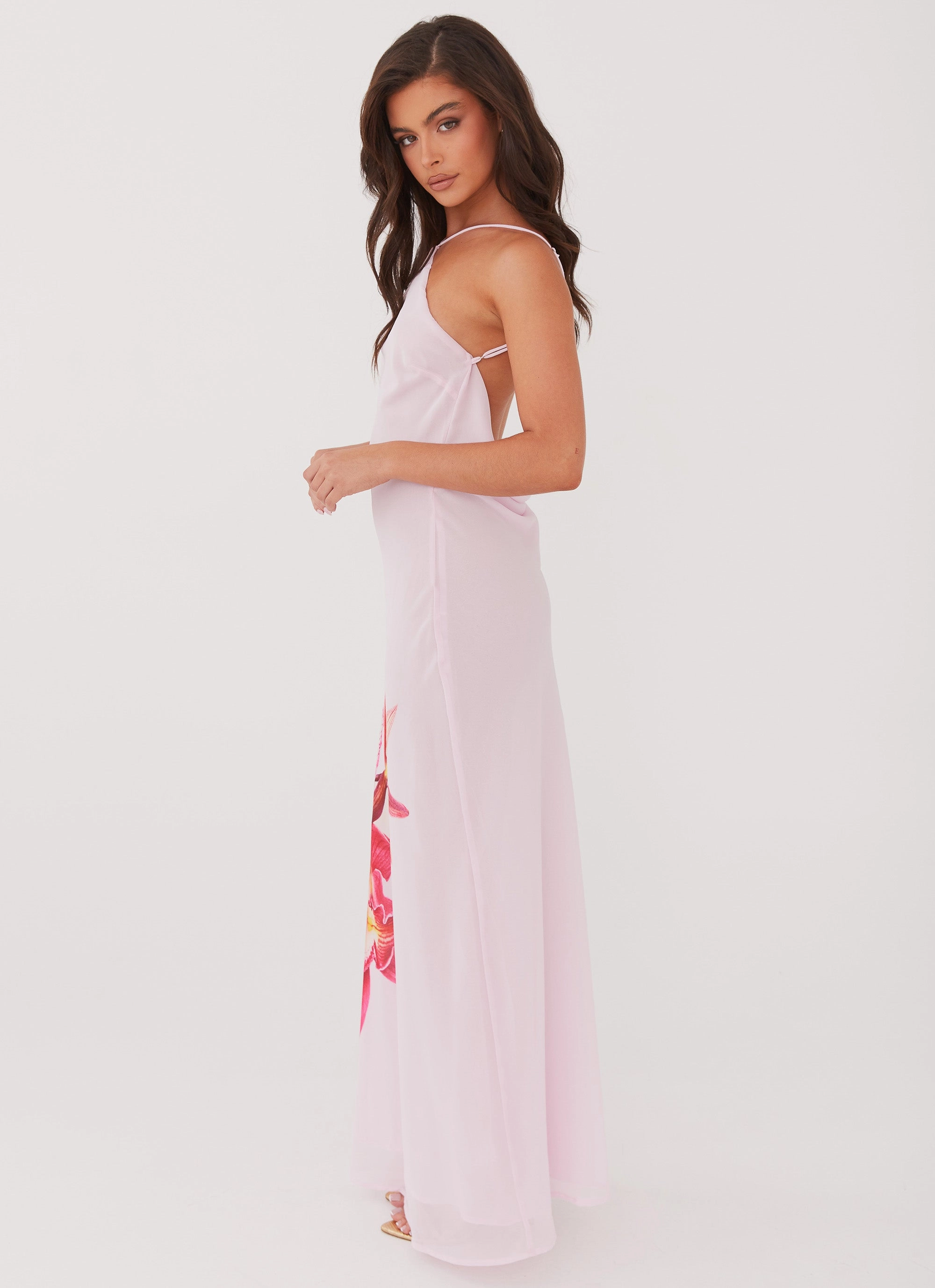 Blossom Hearts Maxi Dress - Pink Peony Layered Fabric relaxed shape