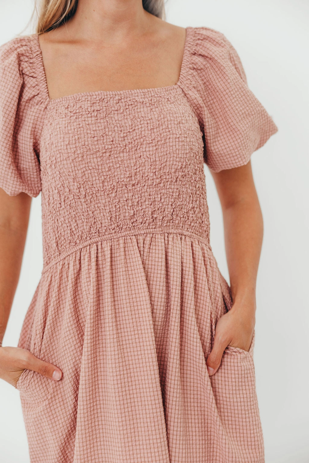 All Season Laverne Special Smocking Maxi Dress in Dusty Rose