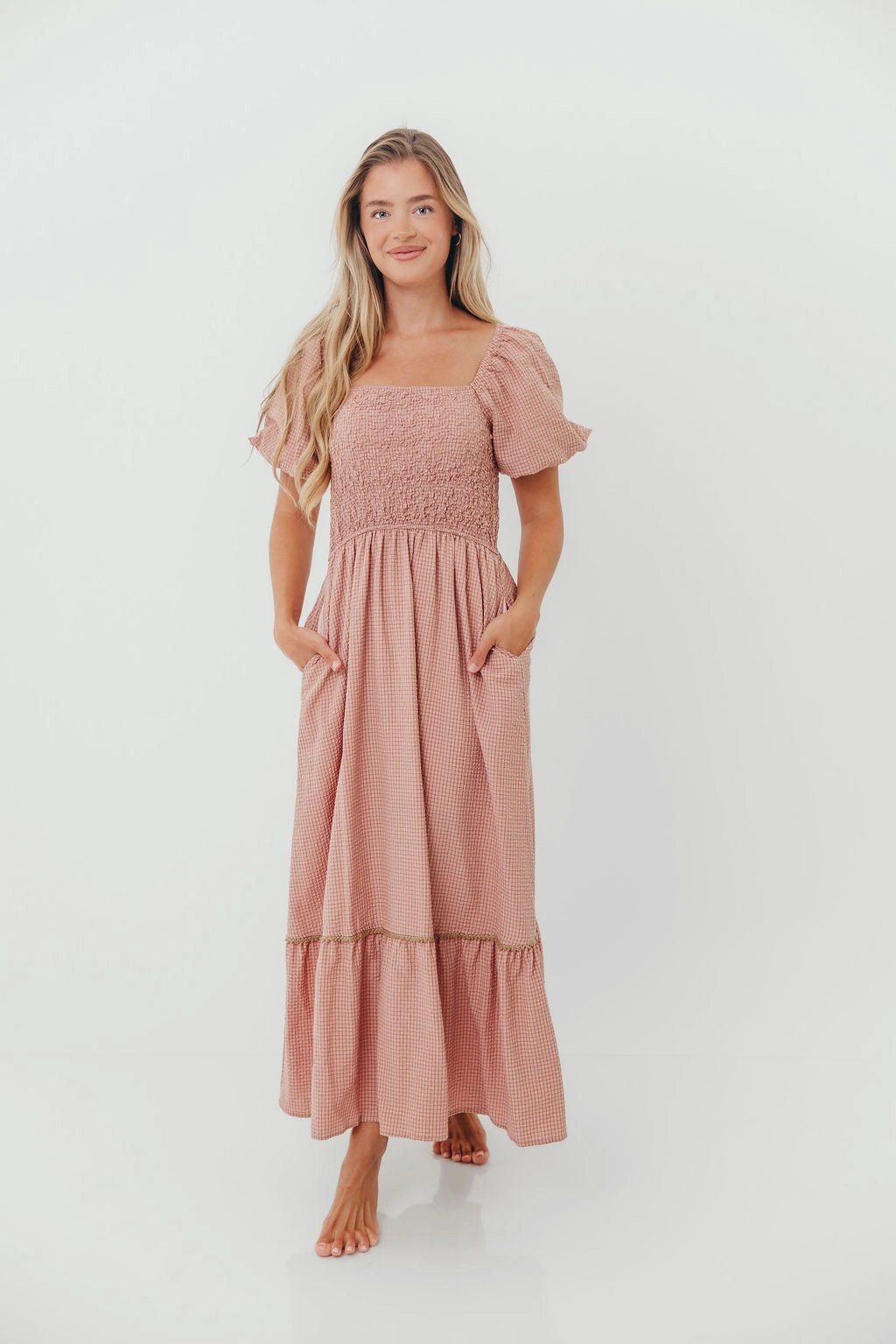 Laverne Special Smocking Maxi Dress in Dusty Rose Event Favorite BreathableFabric
