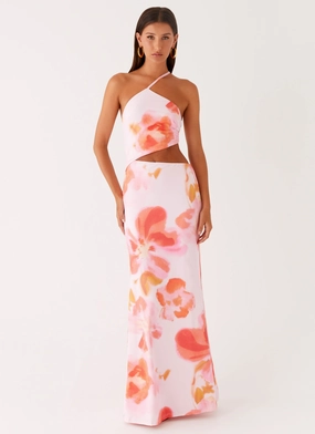 Smooth Detail City Style Riano Cut Out Maxi Dress - Blushing Blossom