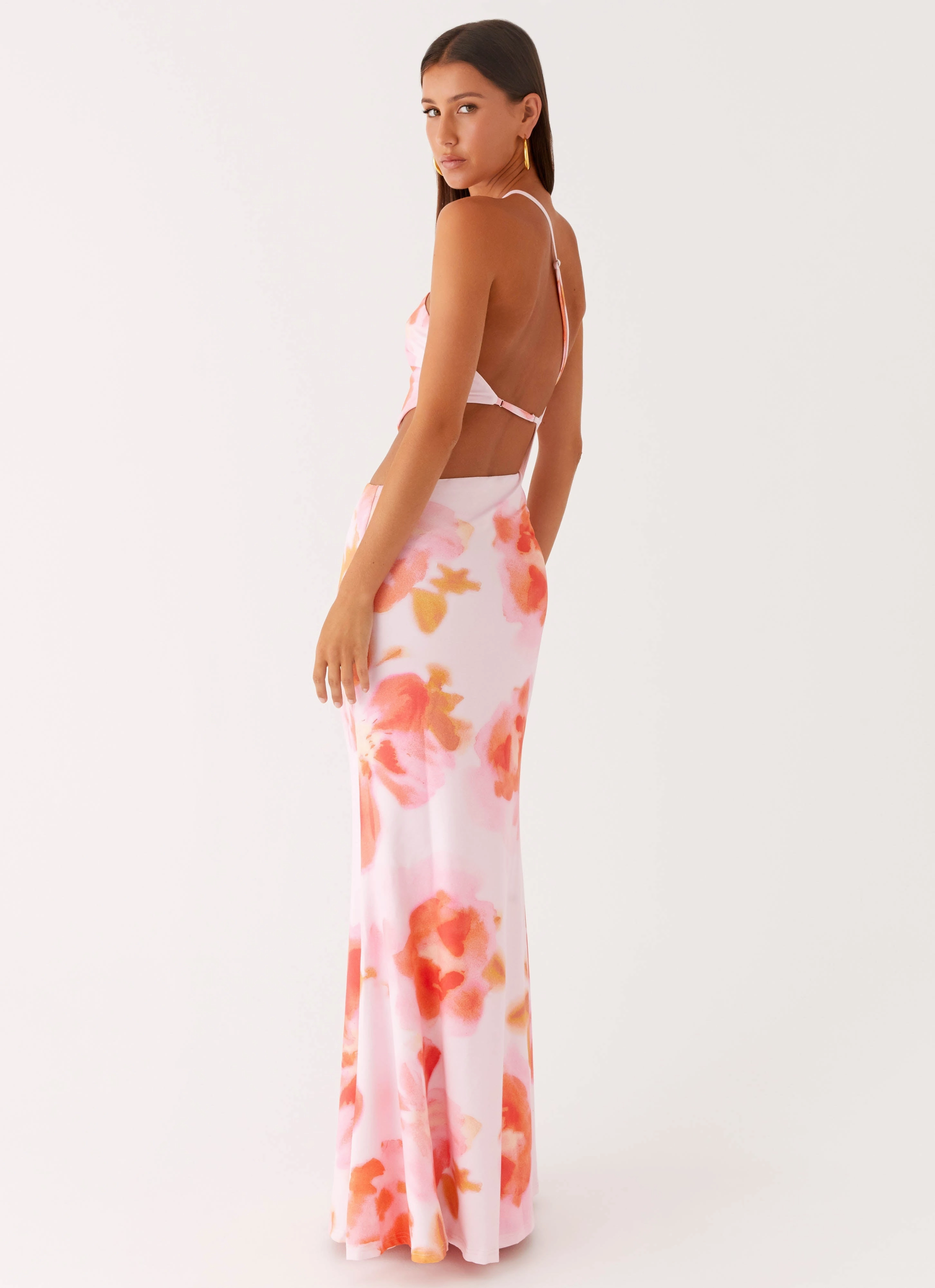 Riano Cut Out Maxi Dress - Blushing Blossom Balanced Look Tailored Layers