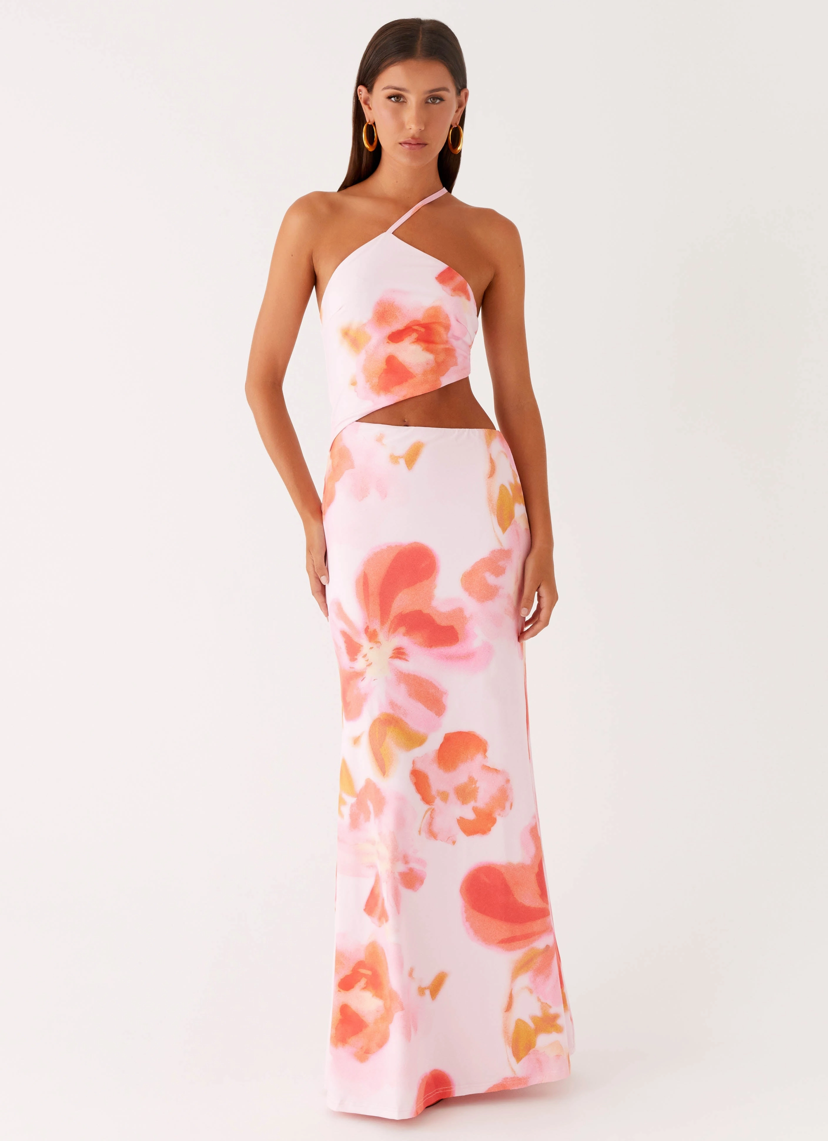 Smooth Detail City Style Riano Cut Out Maxi Dress - Blushing Blossom