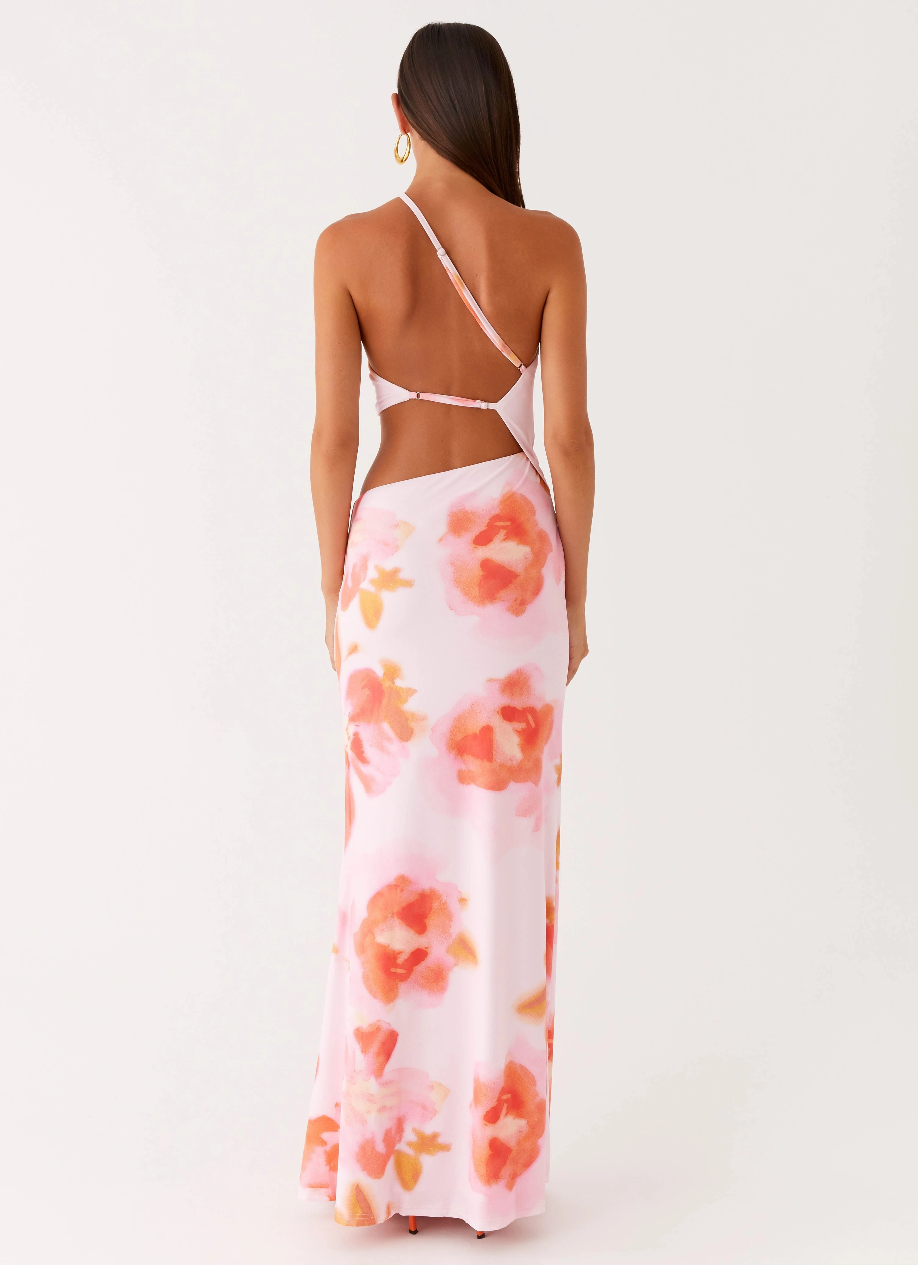 Riano Cut Out Maxi Dress - Blushing Blossom Satin Layers