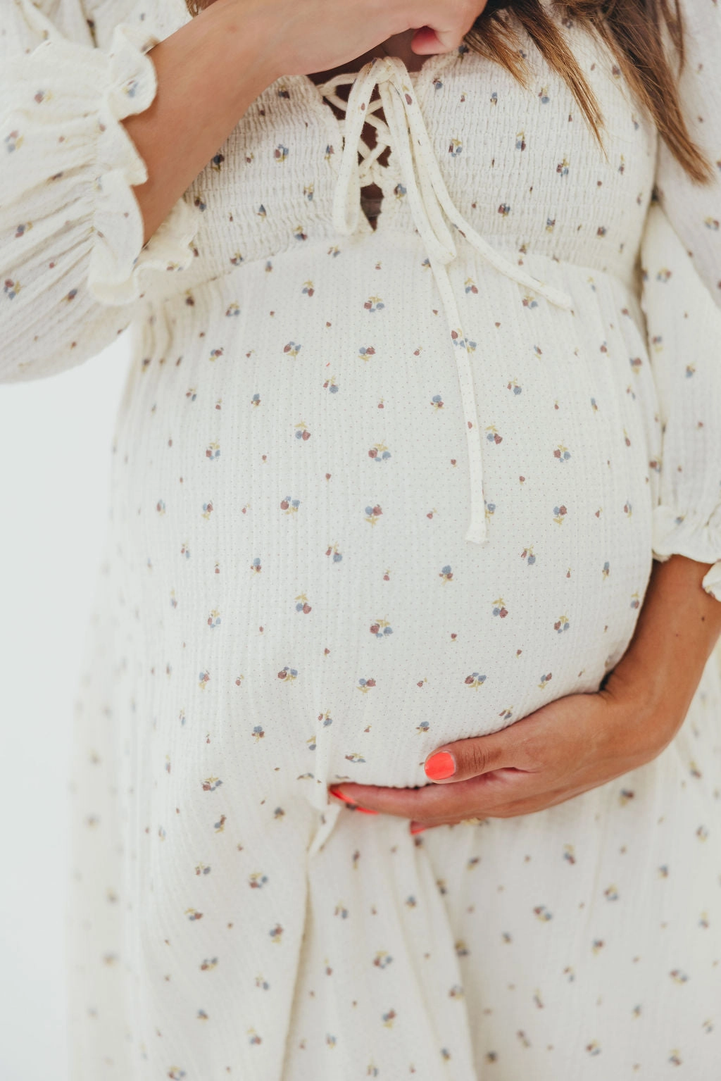 Cecilia 100% Cotton Smocked Maxi Dress in Ivory - Bump Friendly Transitional Style