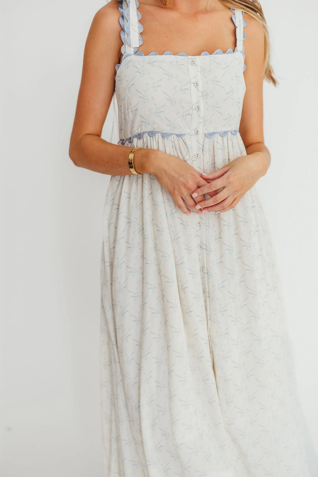 Amber Maxi Dress in Baby Blue - Nursing Friendly Polished Motion