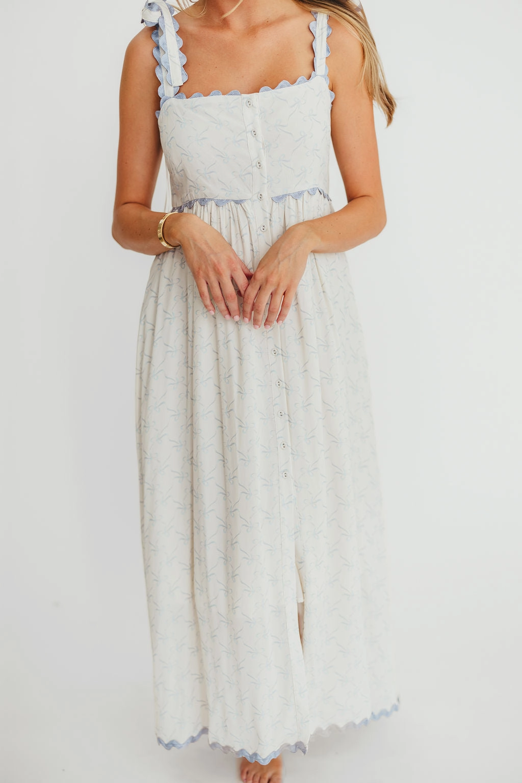 Sophisticated Design Empire-Waist Amber Maxi Dress in Baby Blue - Nursing Friendly