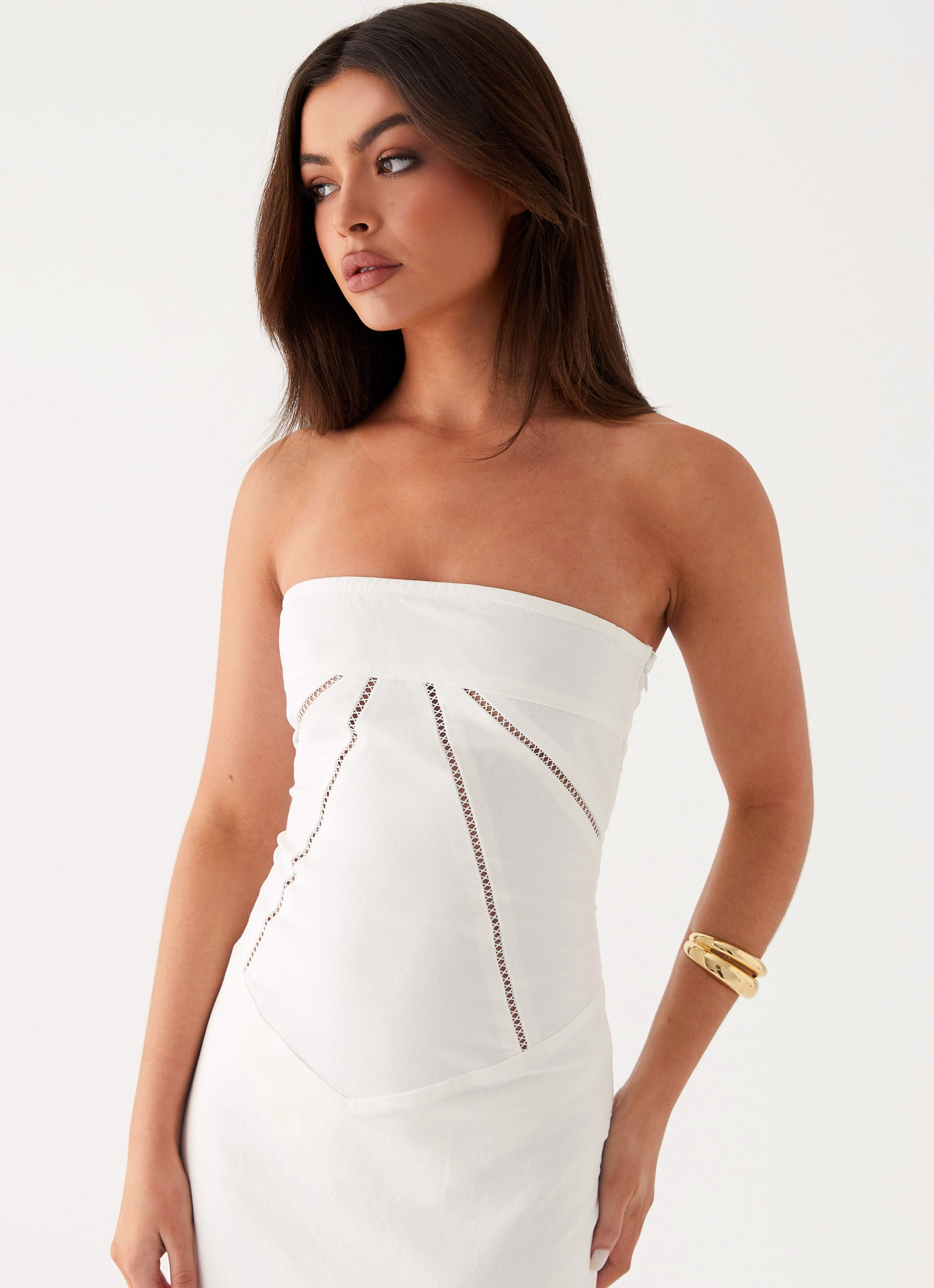 Mini-Length Cerisa Linen Maxi Dress - White