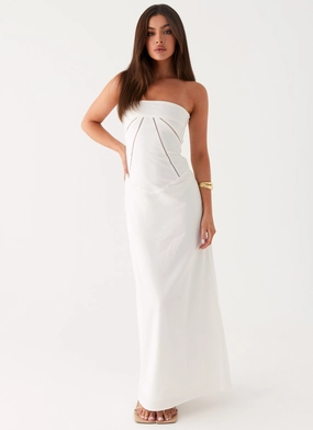 Cerisa Linen Maxi Dress - White Monochrome Mood Classic Layer