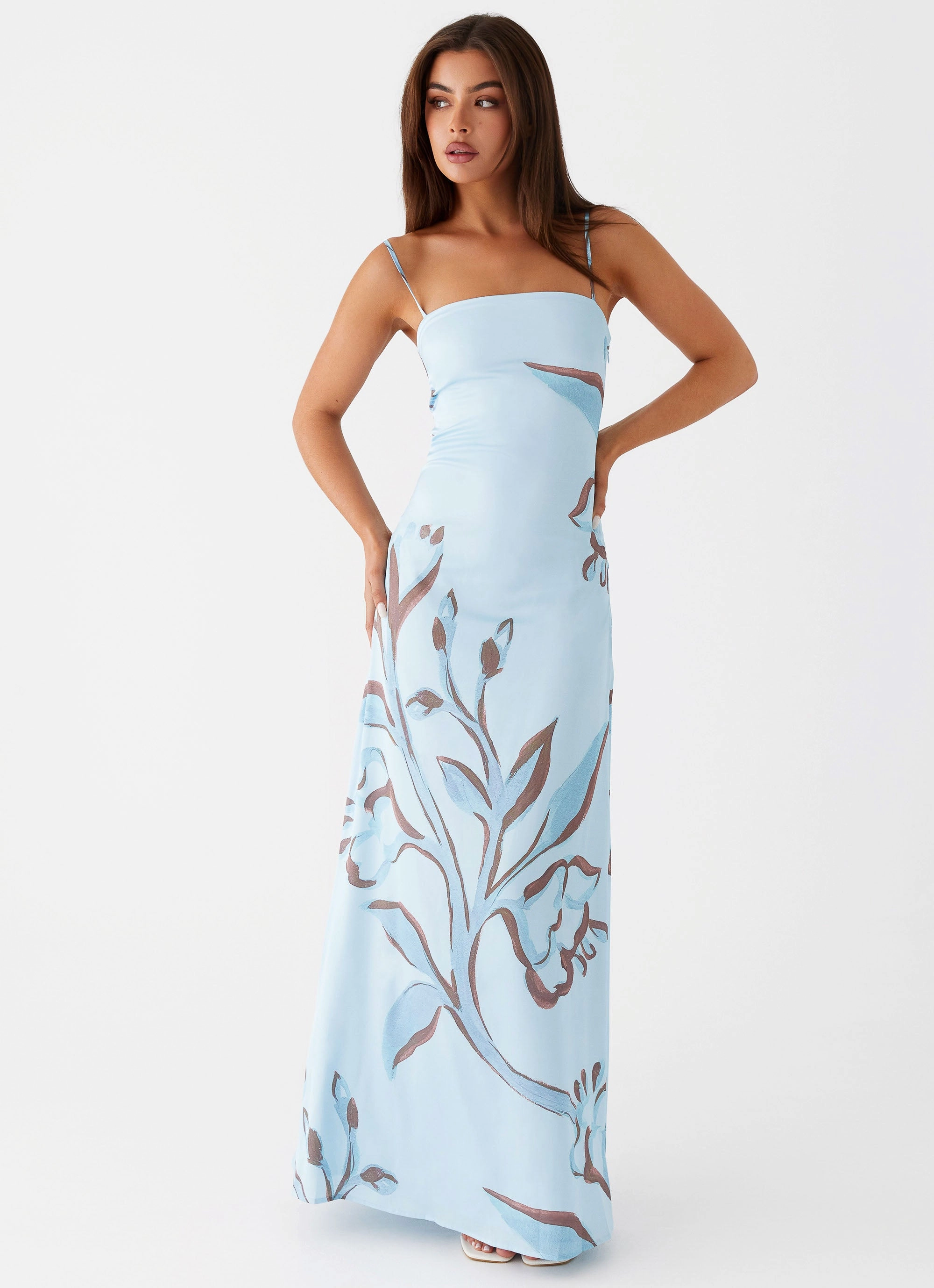 Youthful Mood Aster Bloom Maxi Dress - Blue Floral
