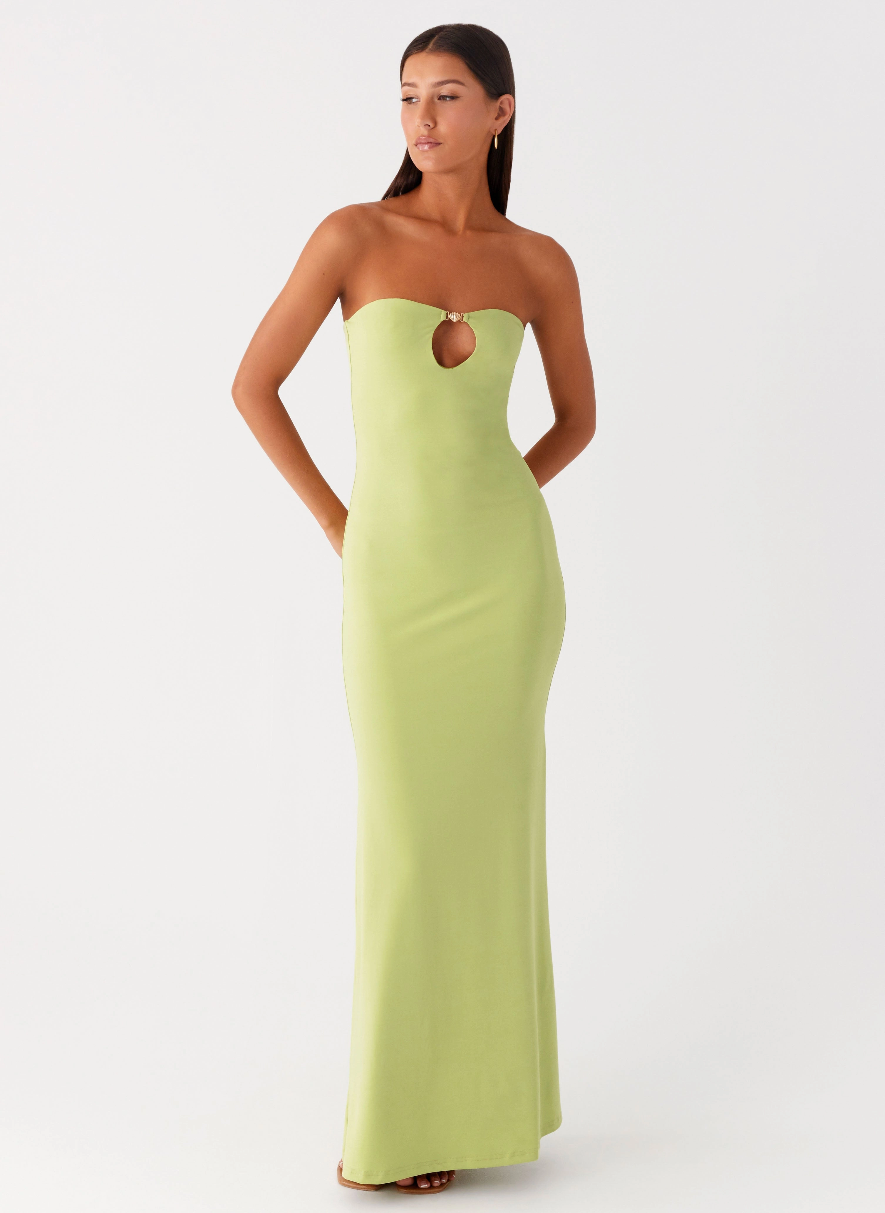 Party Floral Moara Cut Out Maxi Dress - Lime Green