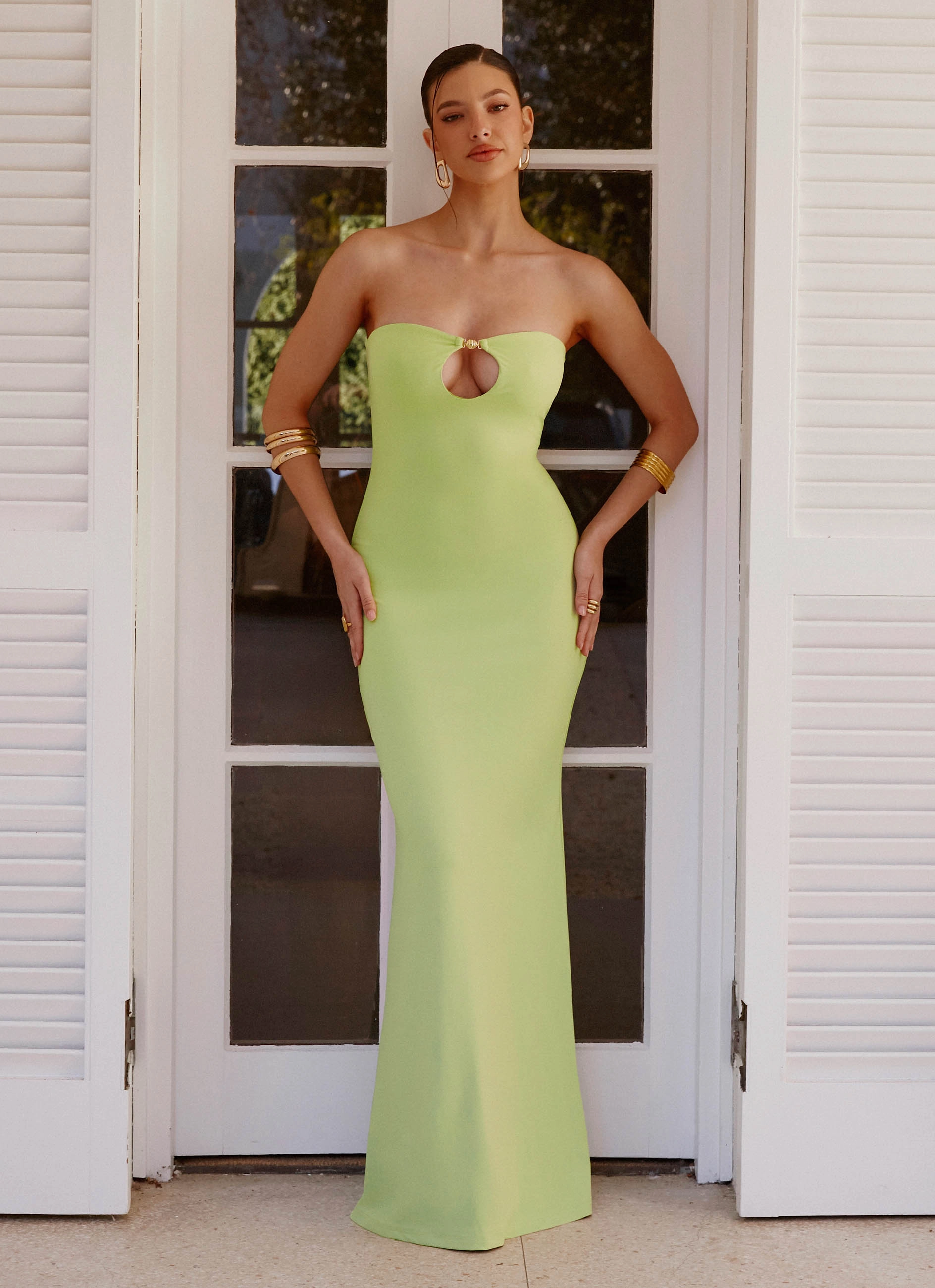 Moara Cut Out Maxi Dress - Lime Green Casual event outfit Trend-Inspired