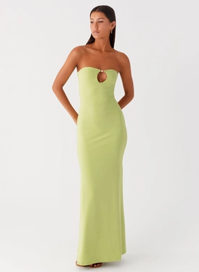 Party Floral Moara Cut Out Maxi Dress - Lime Green