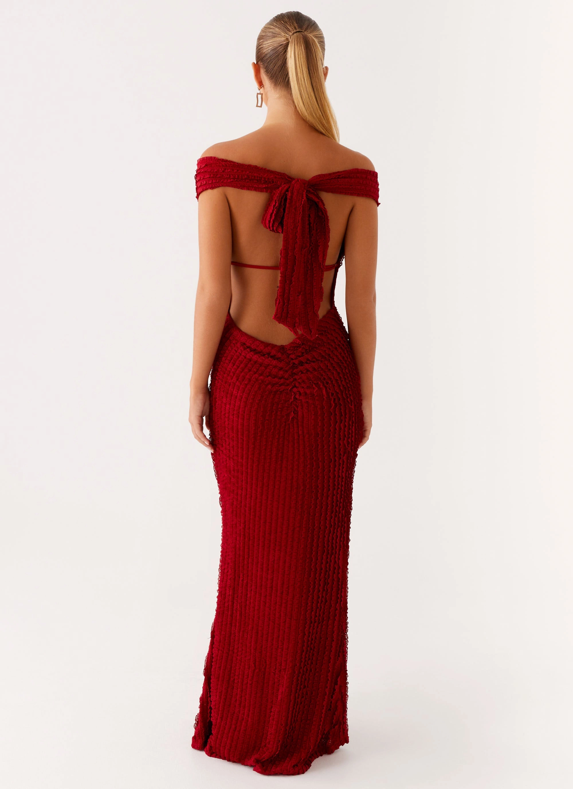 Chantelle Maxi Dress - Red Beaded-Edge Vibrant pattern