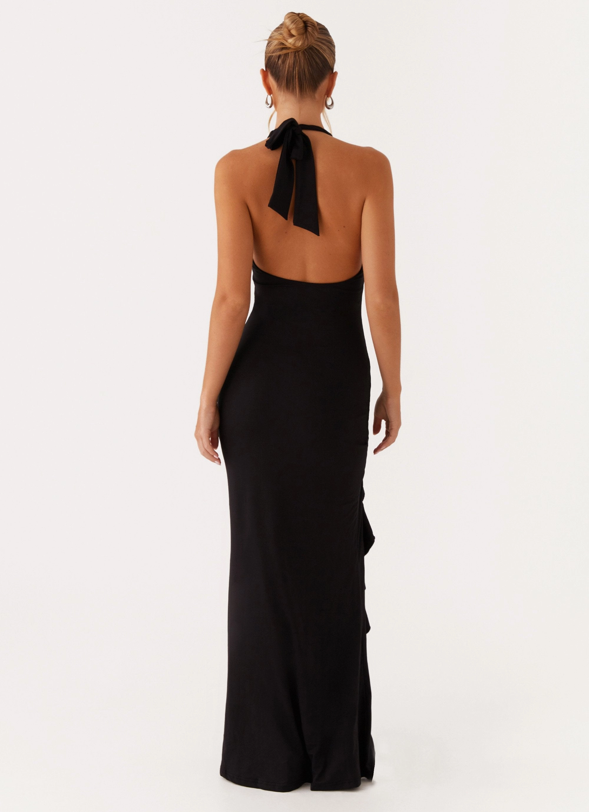 Charmed By You Maxi Dress - Black Ruffle Hem