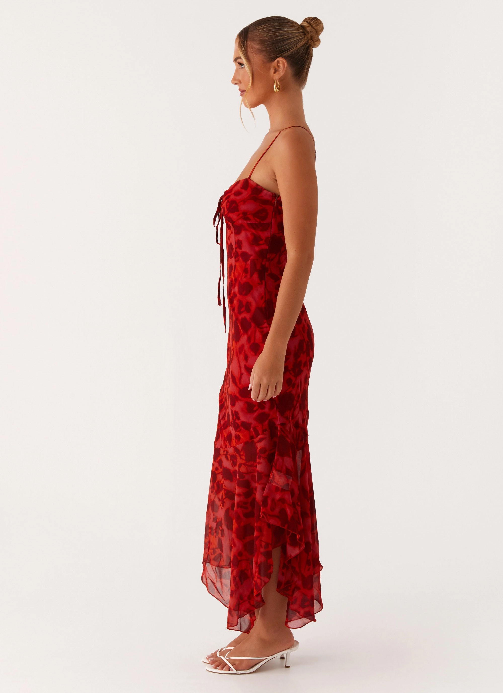 Smooth Fit Smooth Lines Sally Midi Dress - Deep Red Floral