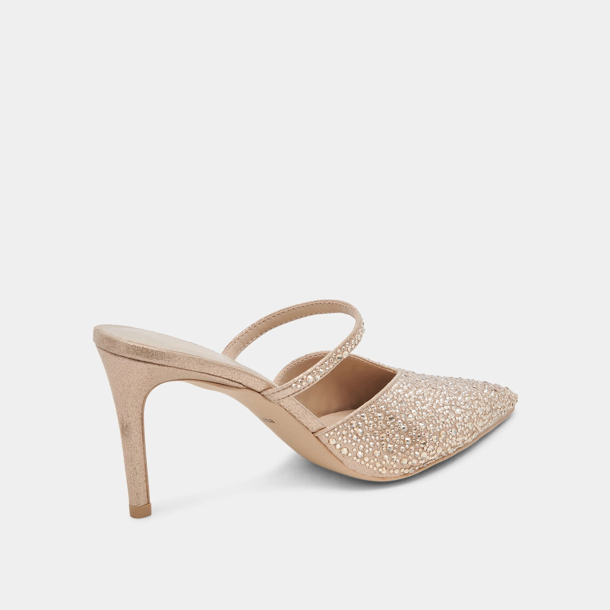 Night Style Dolce Vita Kanika Crystal Heels in Light Gold Fabric