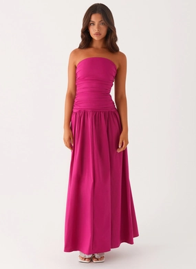 Chic Energy Relax Appeal Carmel Maxi Dress - Fuchsia