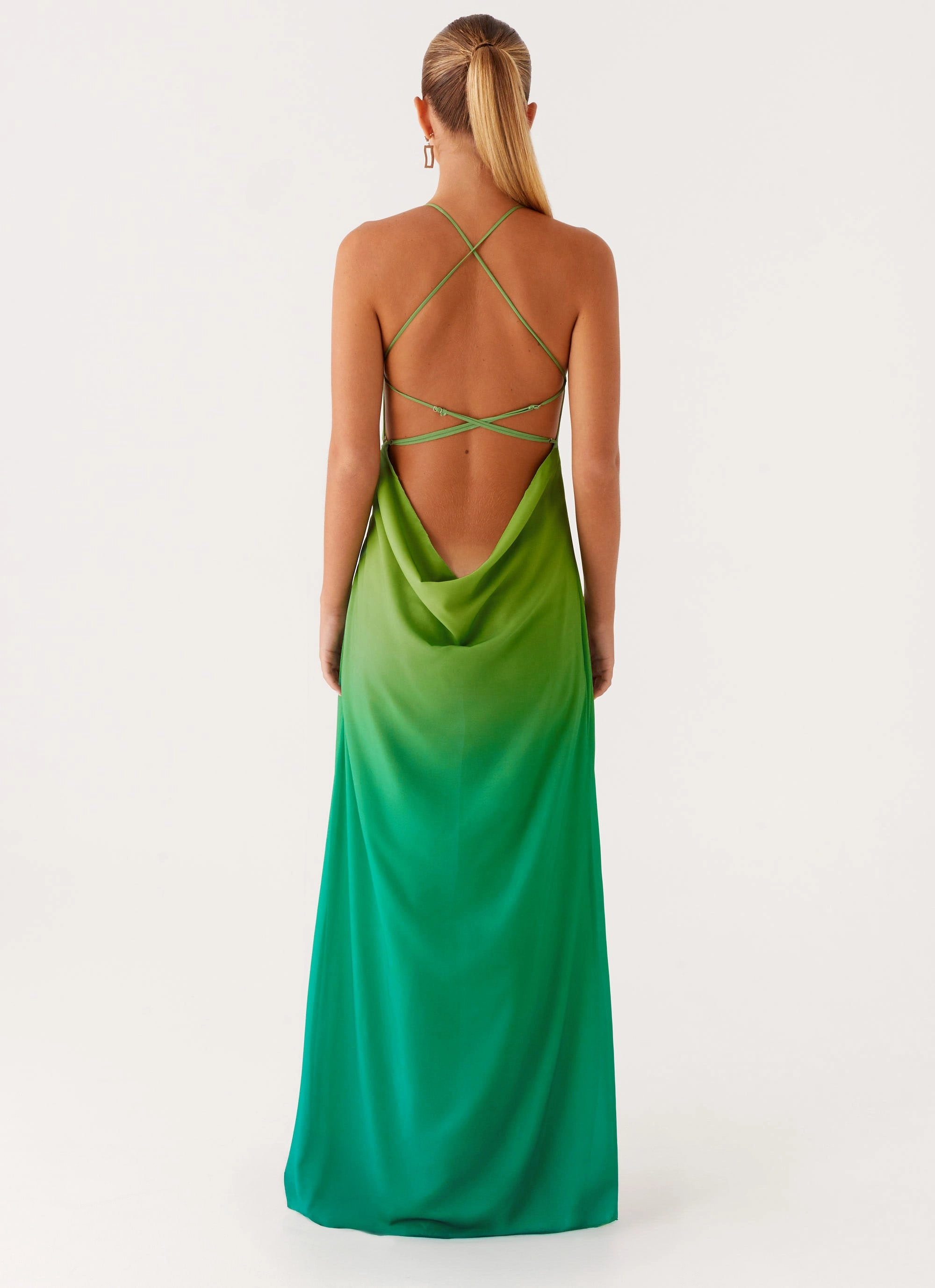 Petite-Size Bold Cut Opposites Attract Maxi Dress - Green Ombre