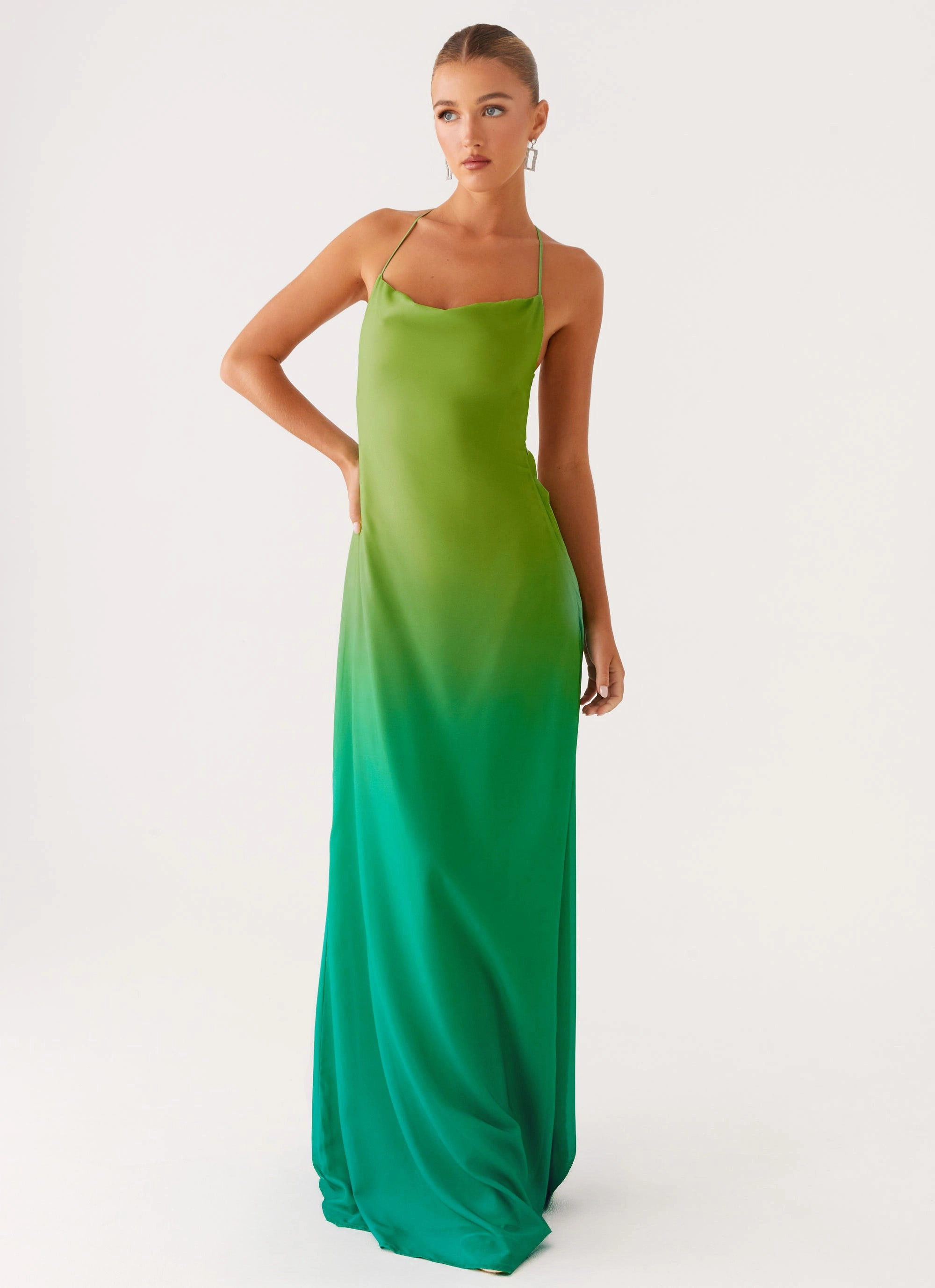 Opposites Attract Maxi Dress - Green Ombre Winter Proof