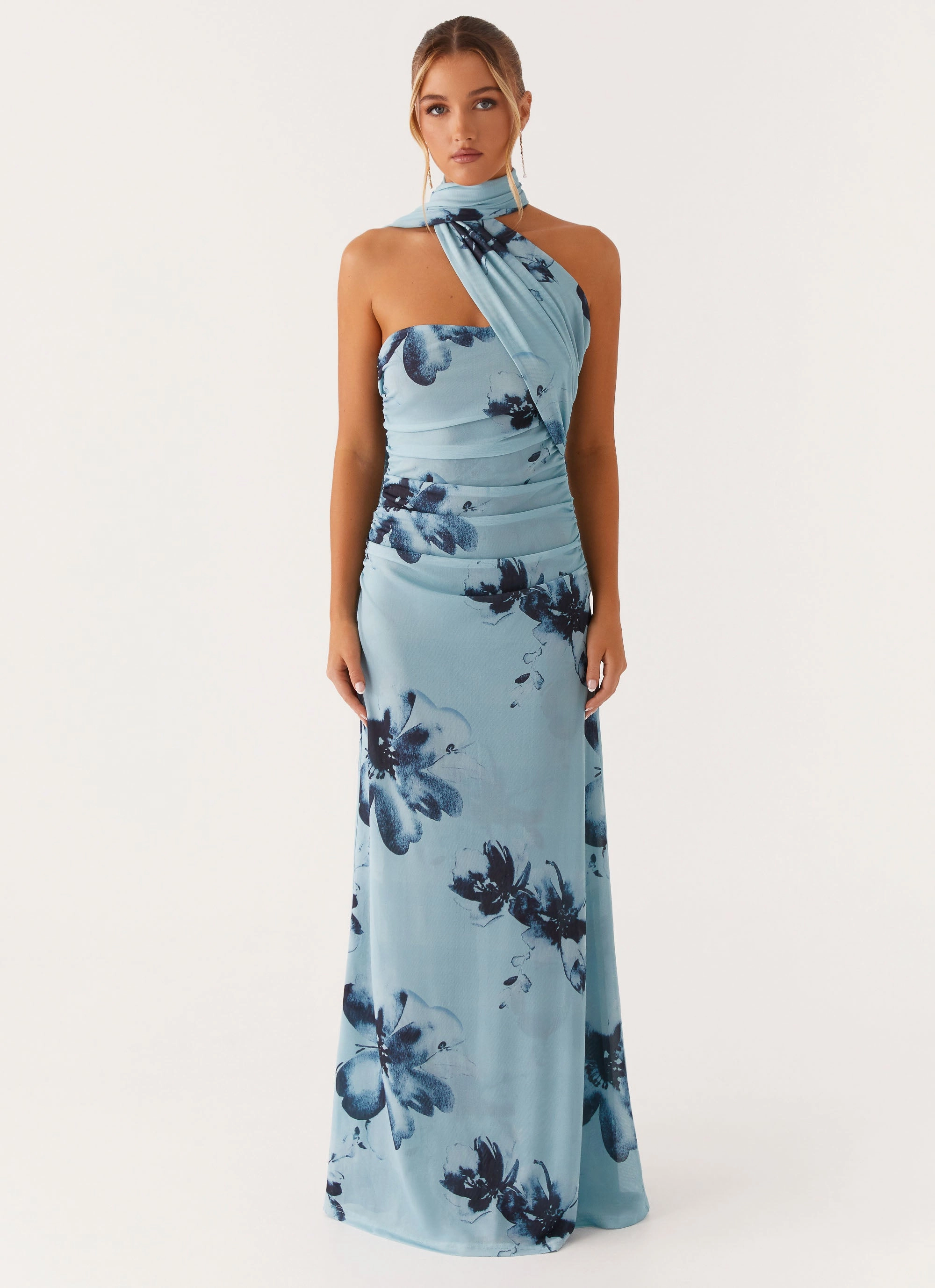 Songbird Maxi Dress - Blue Black Floral Smart Cut
