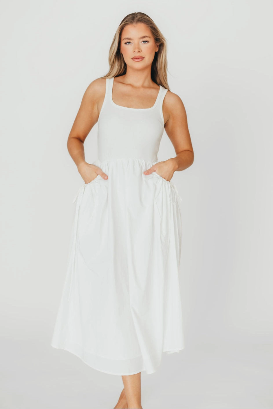 Functional Layer Lucca Midi Dress in Off-White *Final-Sale*