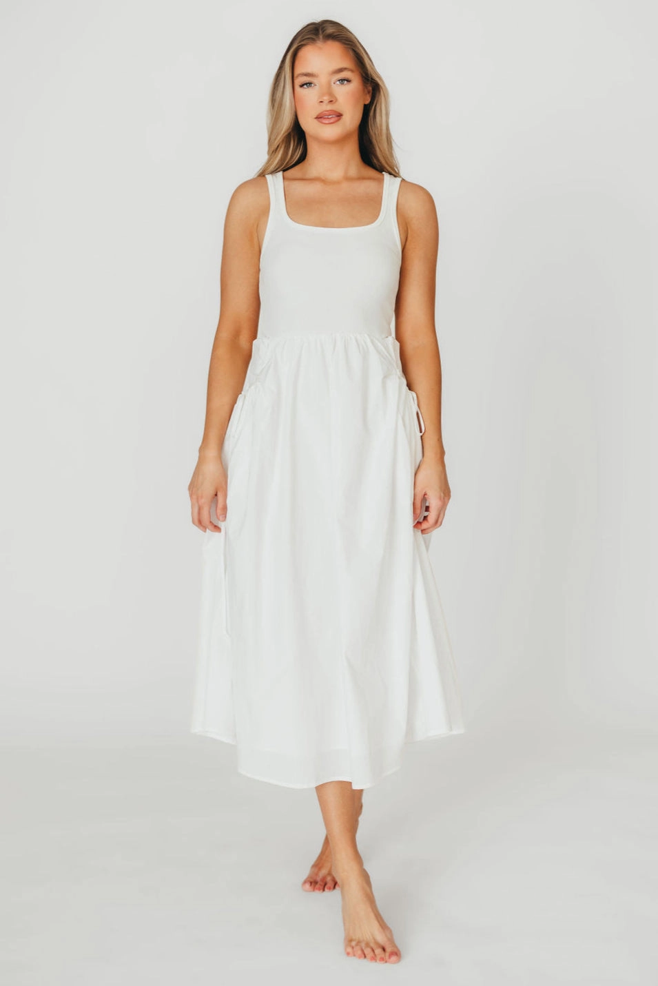 cut out Lucca Midi Dress in Off-White *Final-Sale*