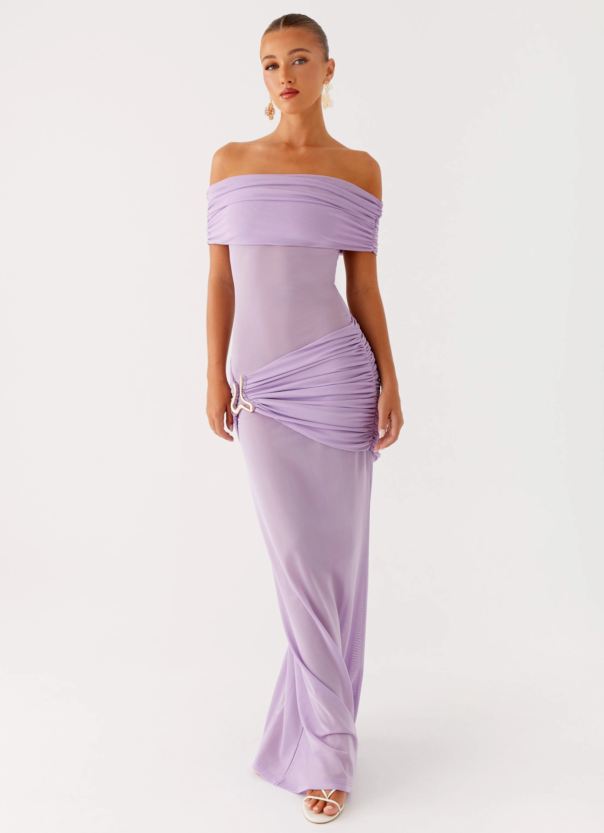 Benji Maxi Dress - Lilac Printed-Fabric Square Neck