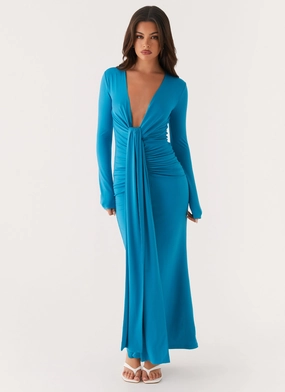 All-Day Comfort Wear Miesha Long Sleeve Maxi Dress - Blue