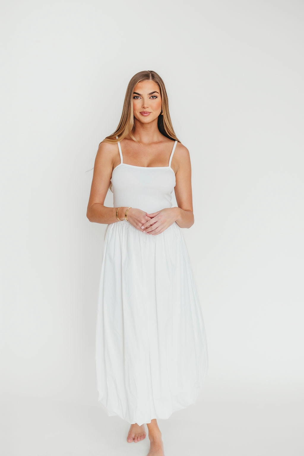 Marisol Bubble Maxi Dress in Off-White *Final-Sale* Sophisticated and Relaxed Flattering Comfort Wear