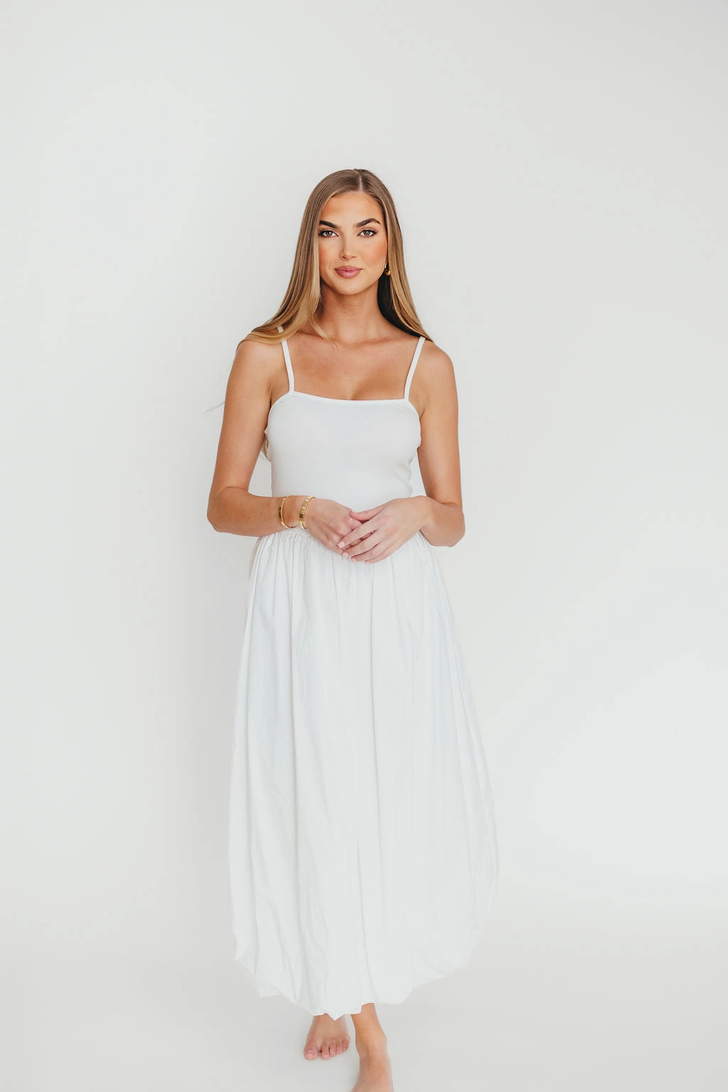 Sleek Comfort Marisol Bubble Maxi Dress in Off-White *Final-Sale*