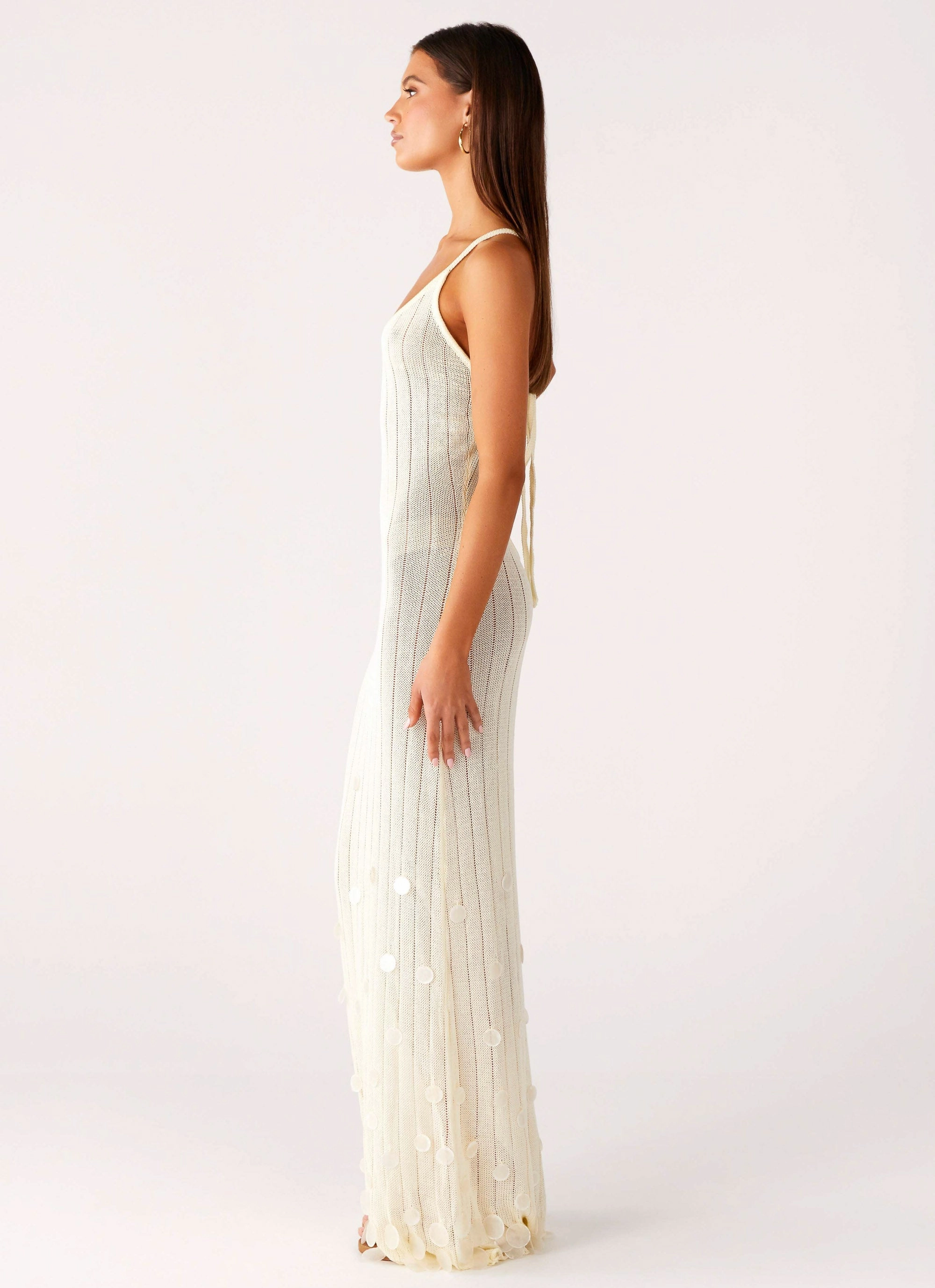 Siren Song Crochet Maxi Dress - Ivory Easy Flow Modern Cut