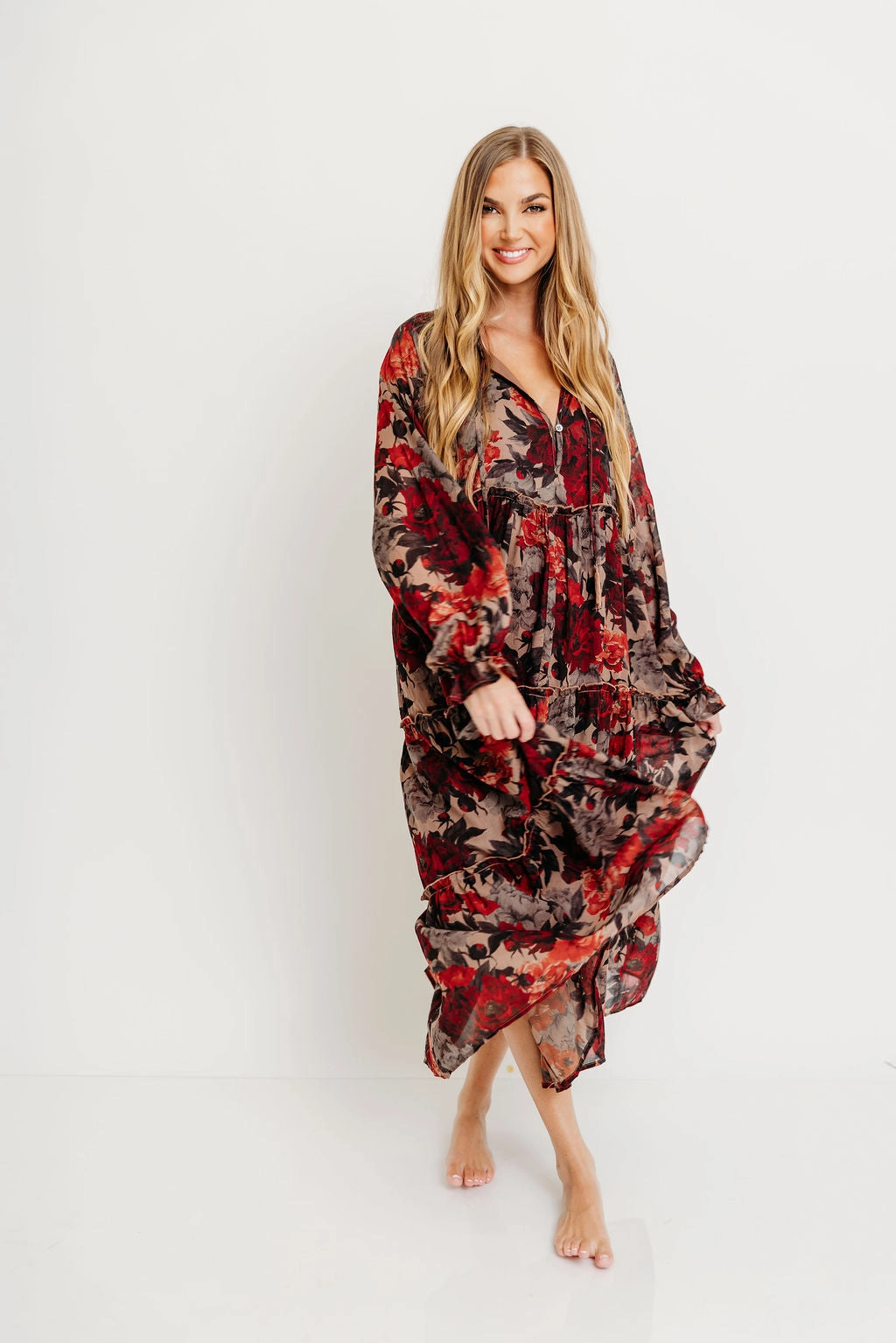 Tabitha Midi Dress in Sand - Bump Friendly Easy Layering Piece Timeless office dress