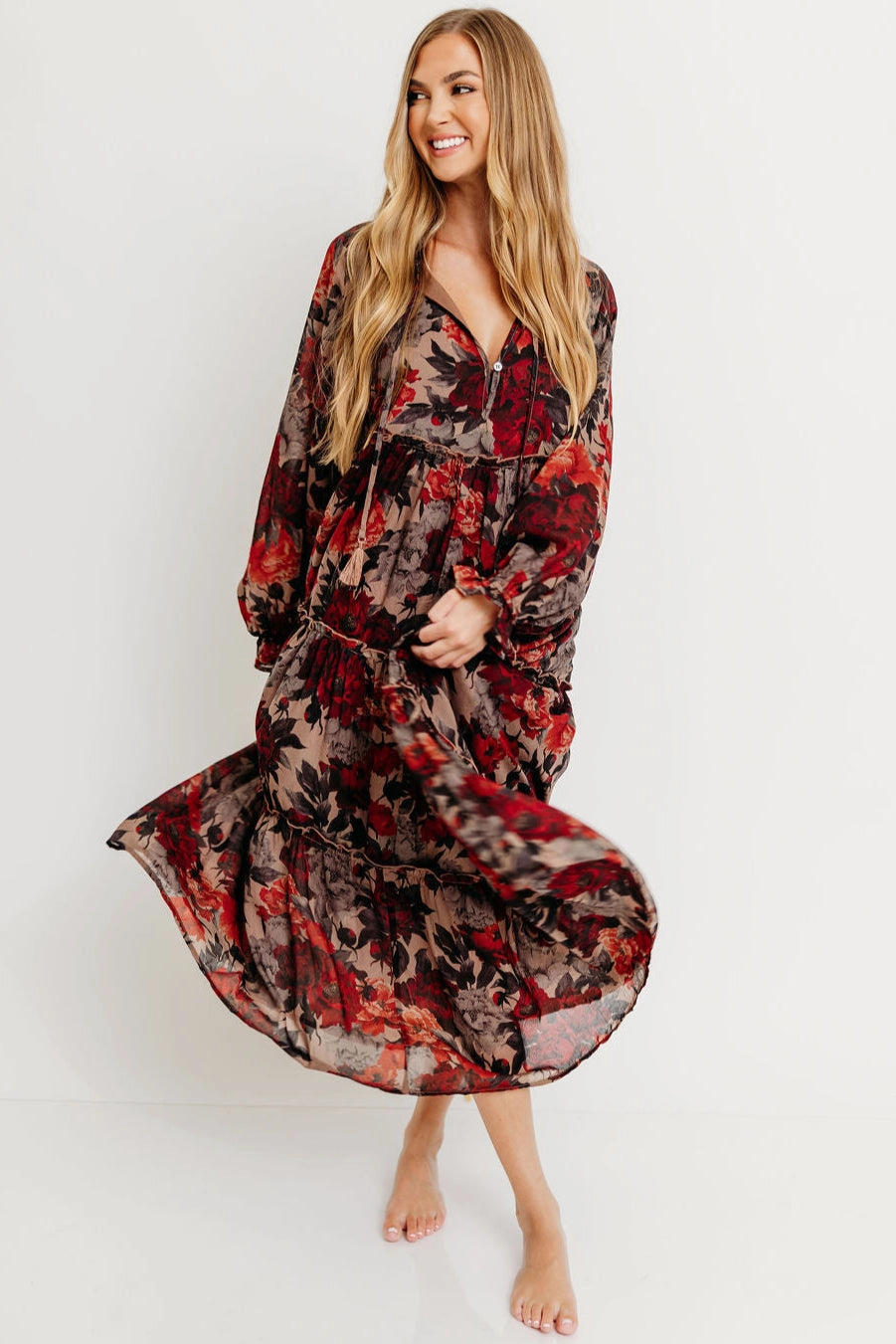 Sister Glow Tabitha Midi Dress in Sand - Bump Friendly