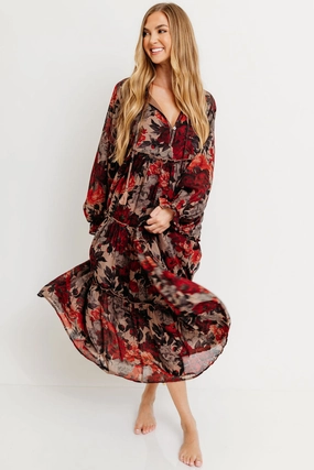 Tabitha Midi Dress in Sand - Bump Friendly Gloss Finish