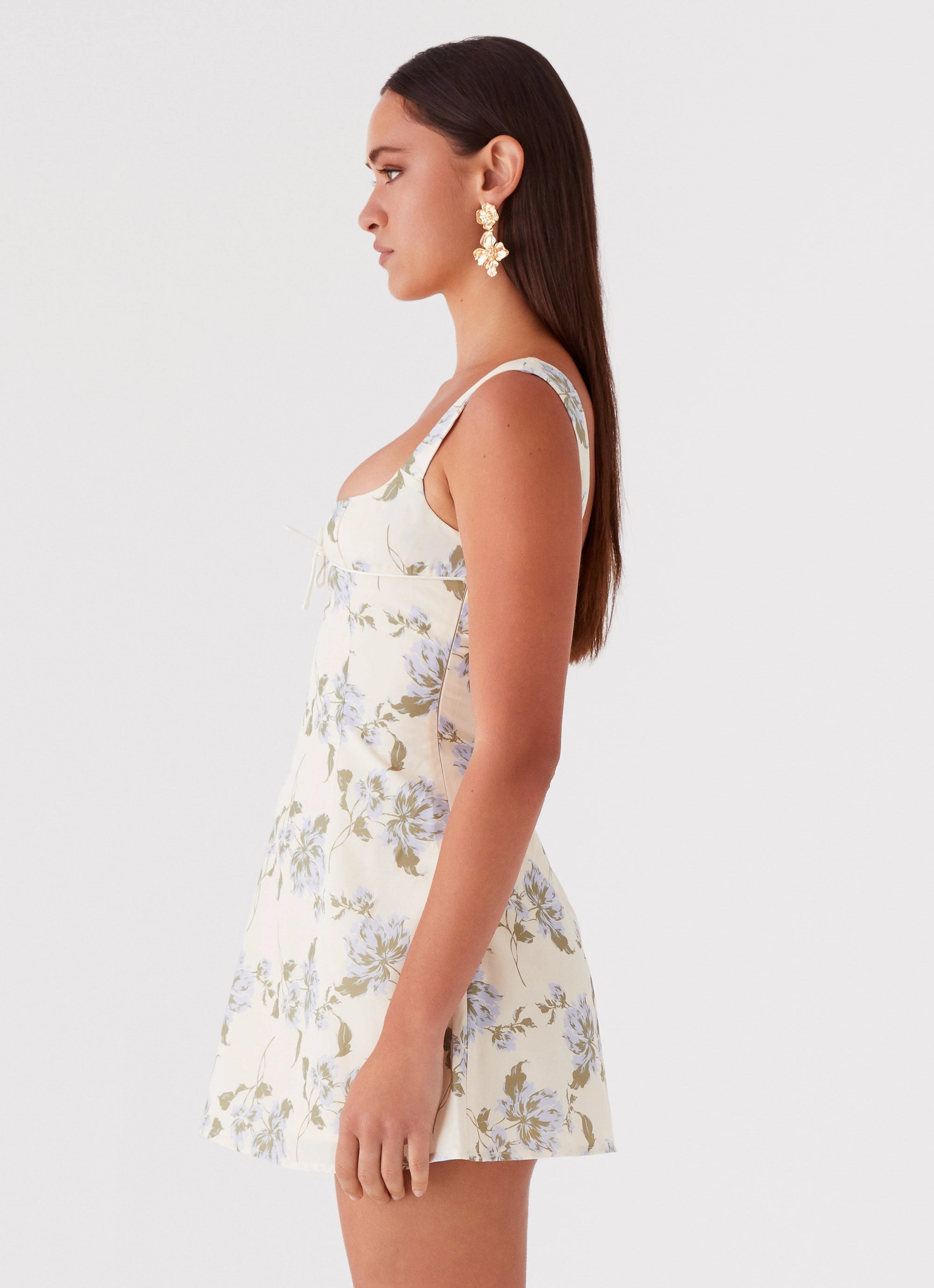 Smart Piece Cool Texture Cadence Mini Dress - Yellow Purple Floral