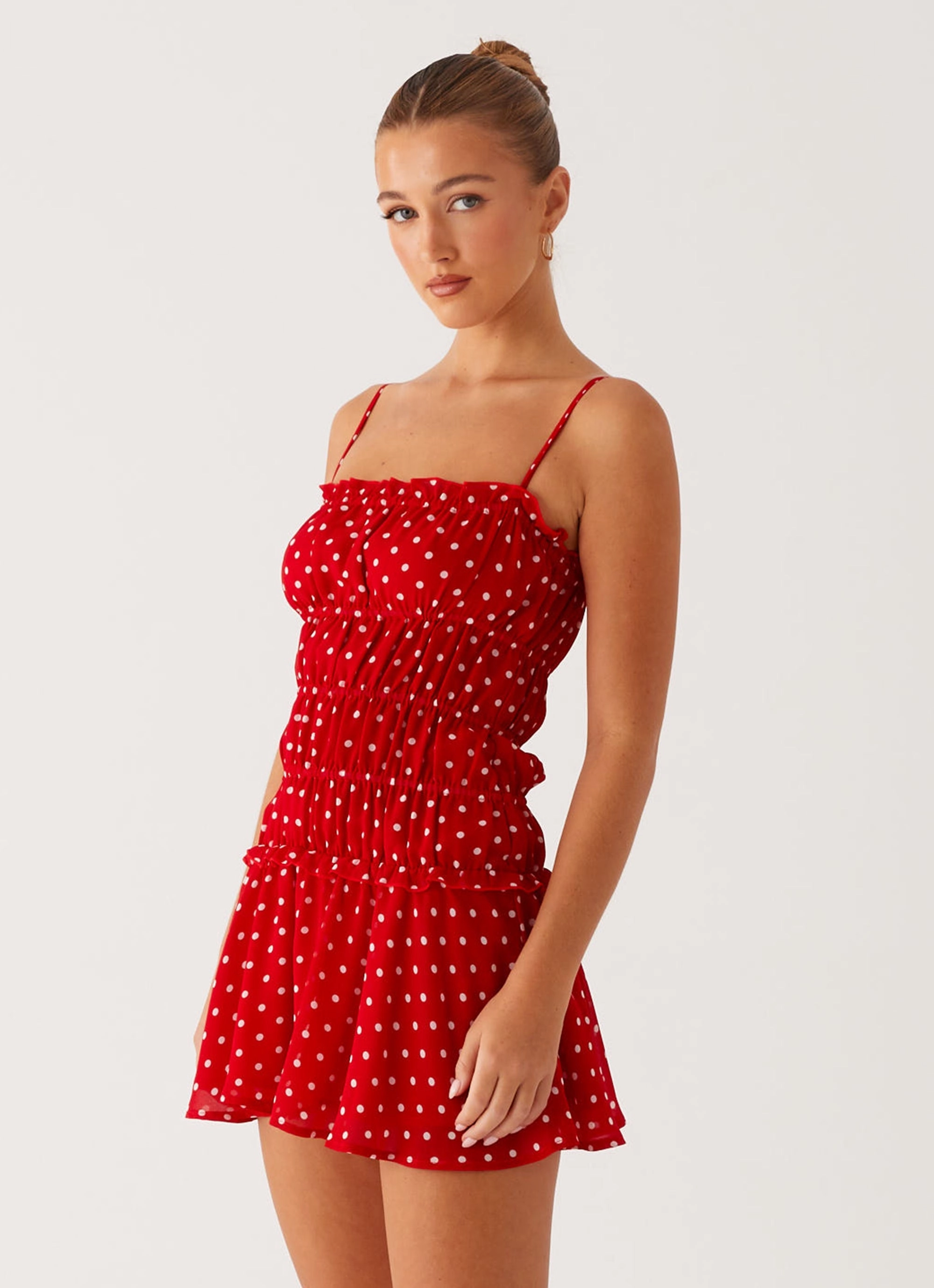 Cynlee Mini Dress - Red Polka Dot Comfy Fit