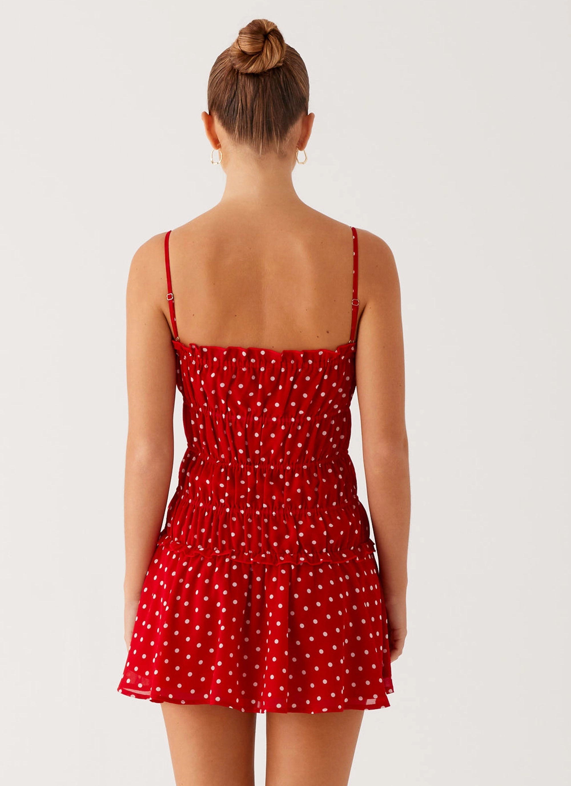 Cynlee Mini Dress - Red Polka Dot Bow Soft