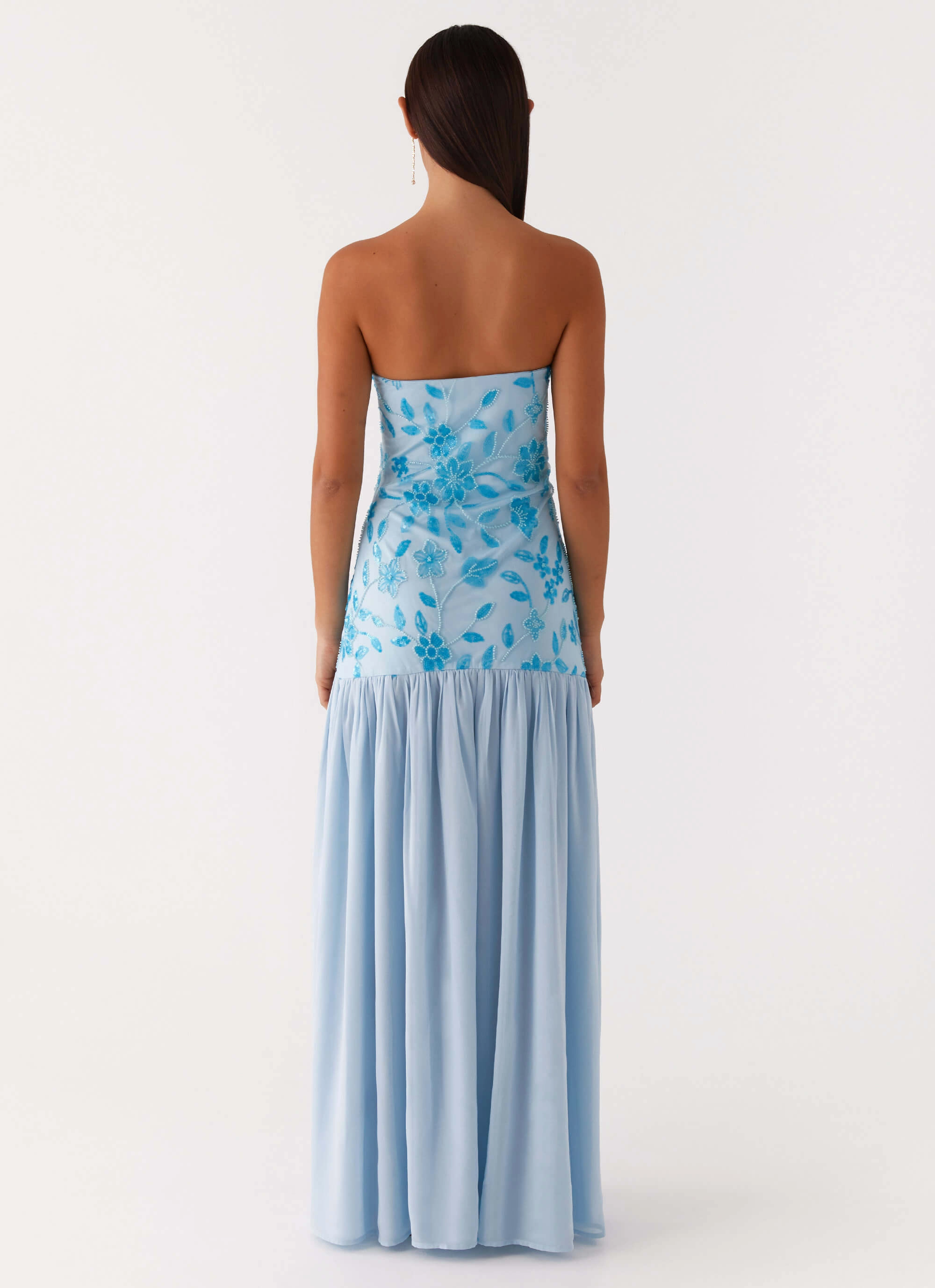 Feminine Details All Time Eden Strapless Beaded Maxi Dress - Blue