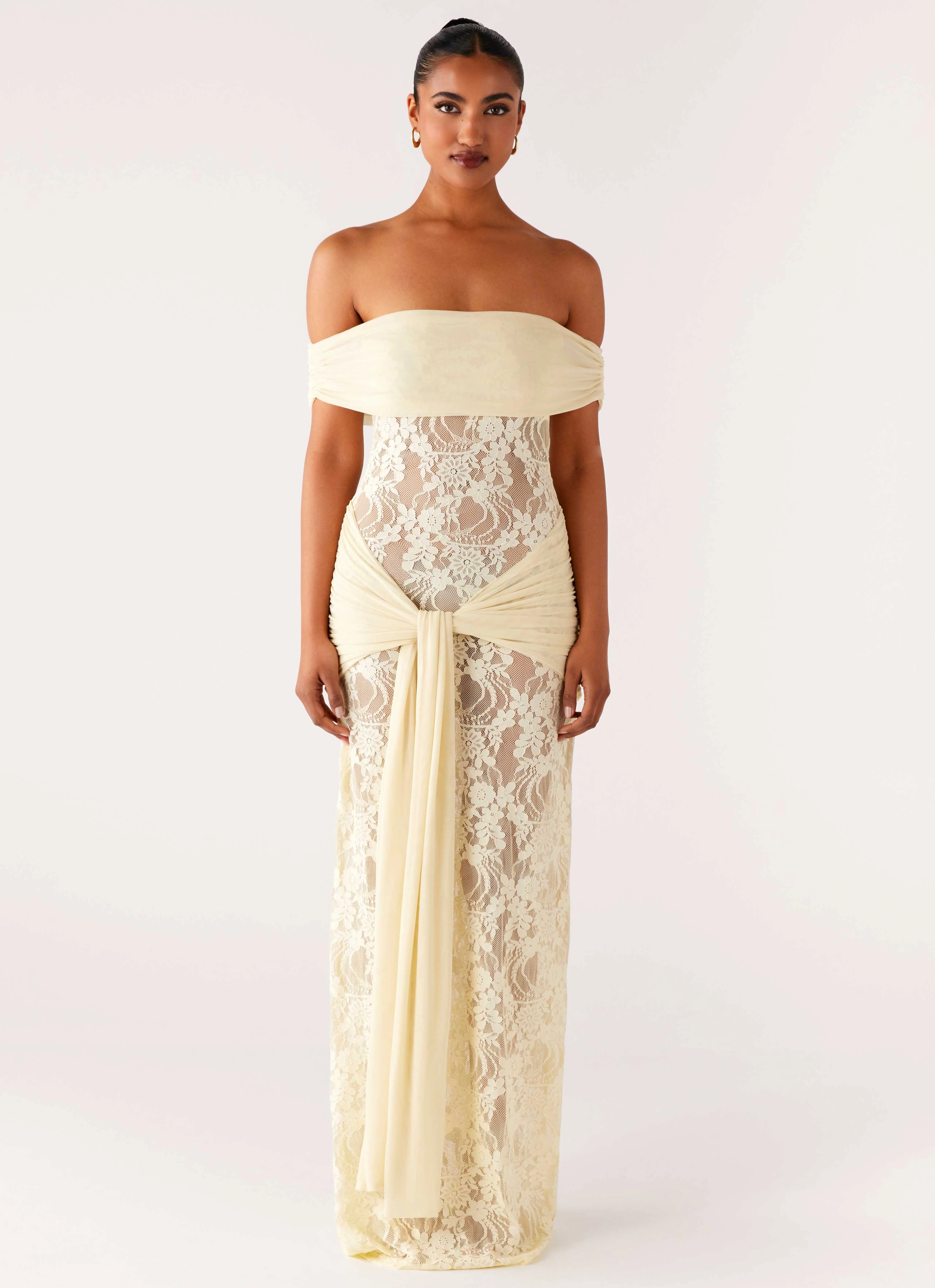 Gracie Twist Maxi Dress - Yellow Garden-Party