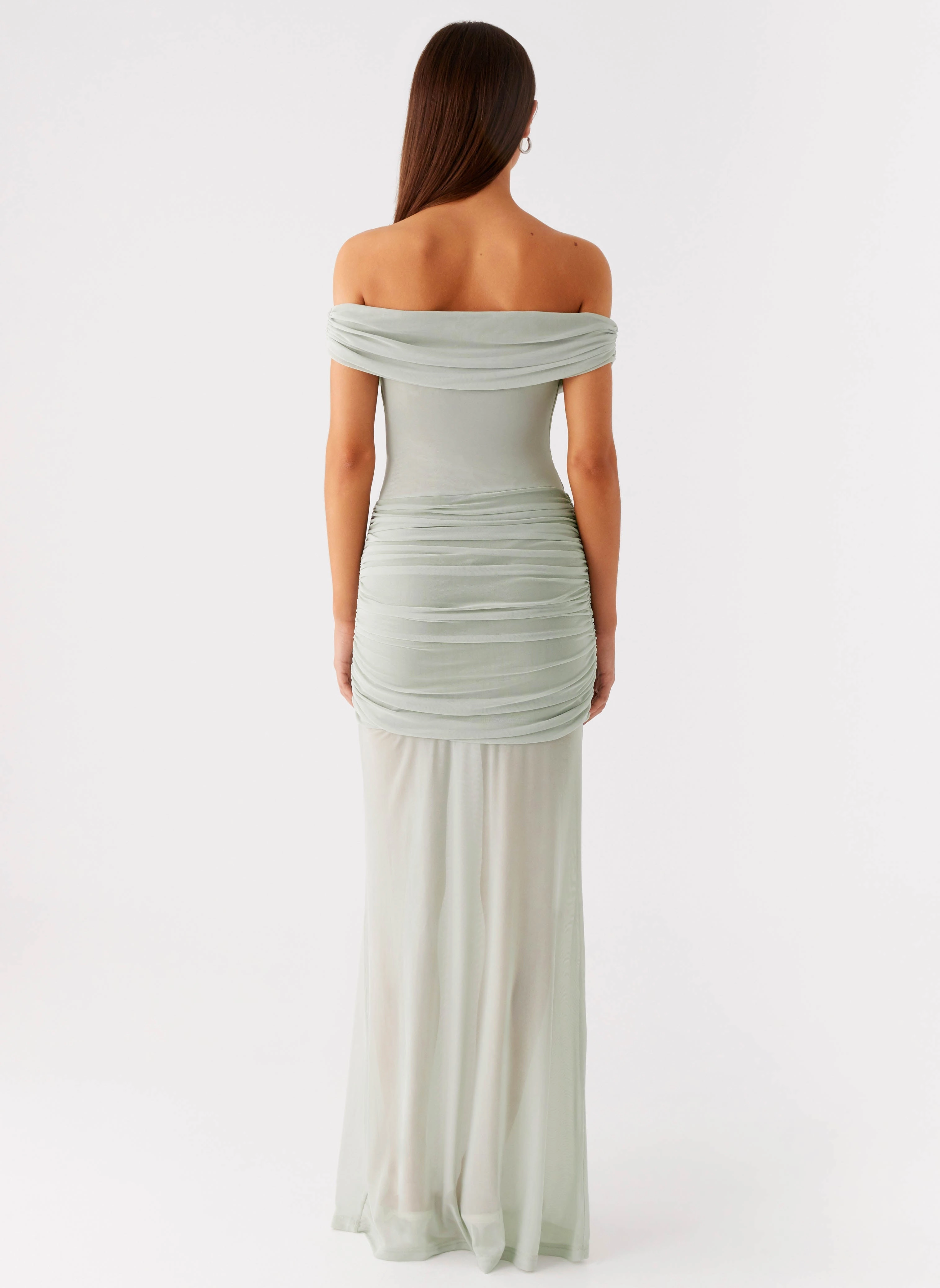 Eyllin Off Shoulder Maxi Dress - Sage Flutter-Sleeve