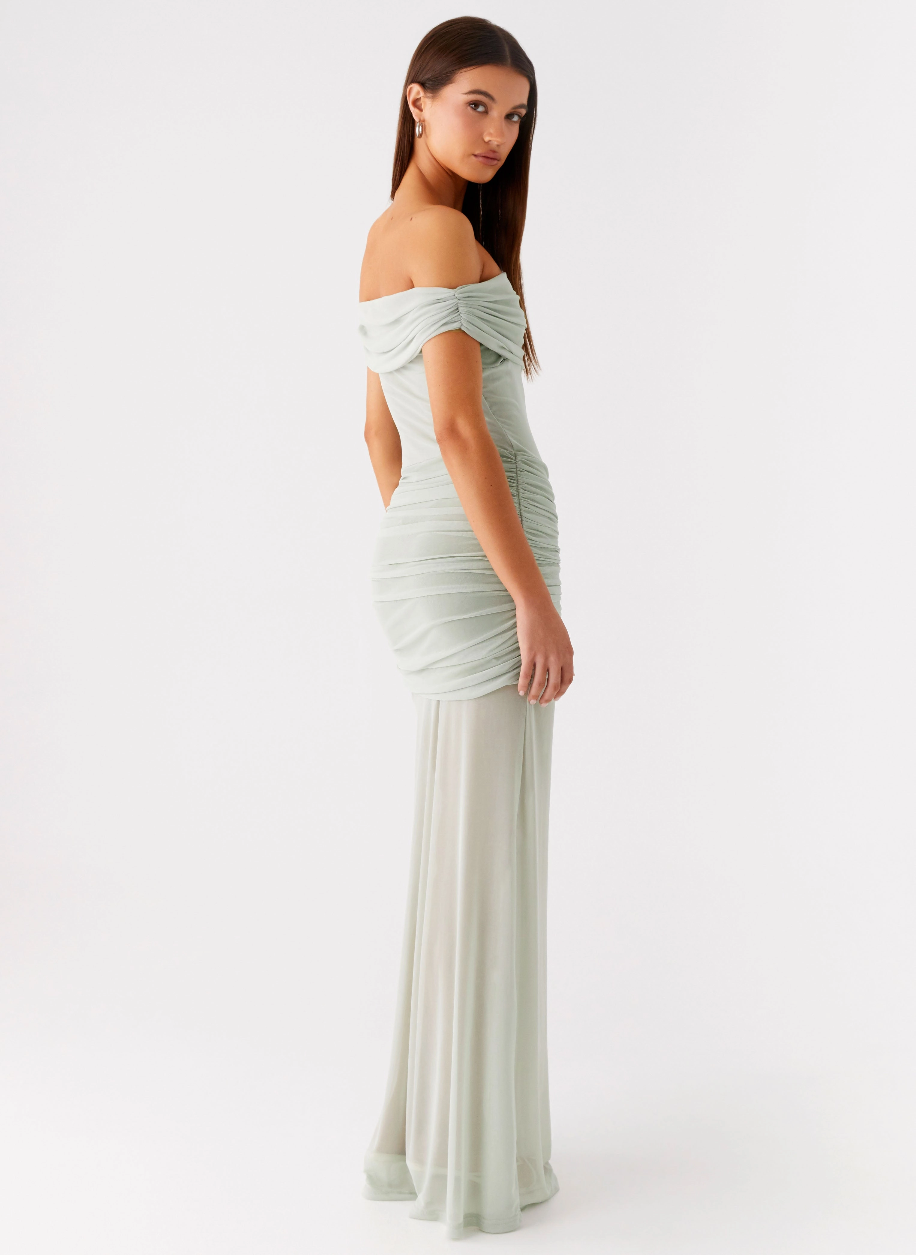 Eyllin Off Shoulder Maxi Dress - Sage Easy Go Everyday Comfort