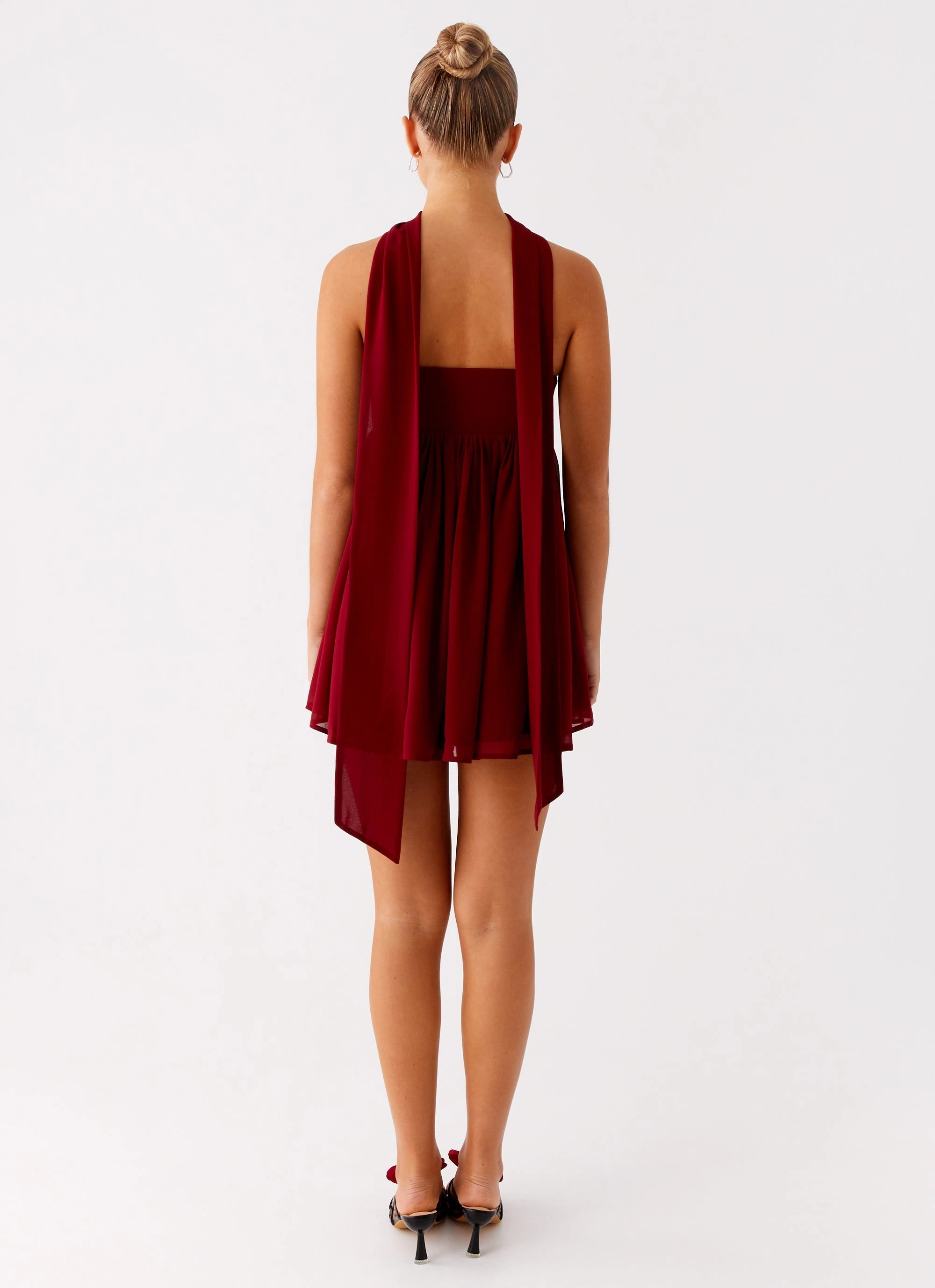 button detail Saturn Mini Dress - Maroon